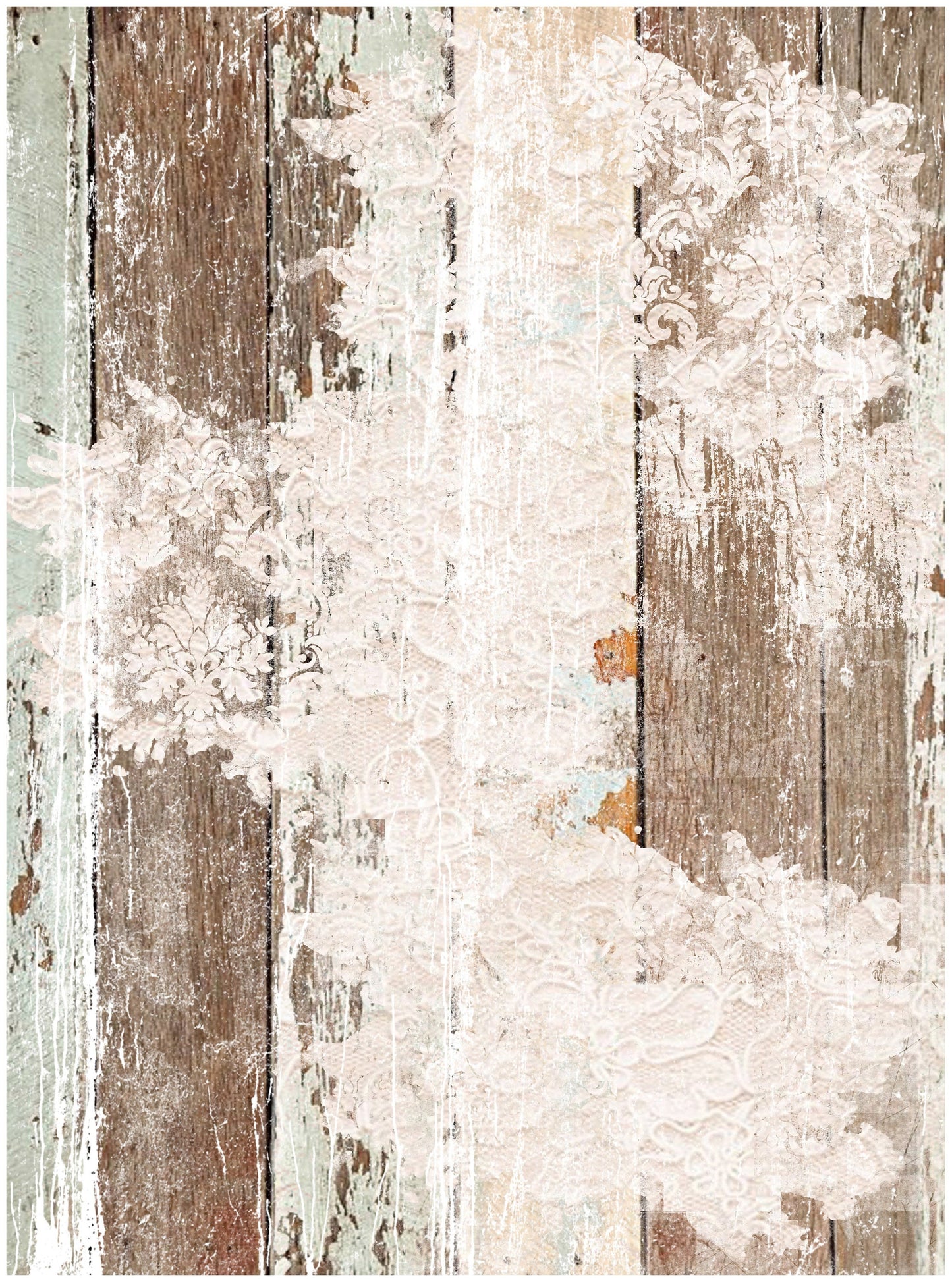 Large Rice Paper for Decoupage - Furniture Decoupage - Vintage Decoupage - Floral Decoupage Paper - Old Wooden Floor