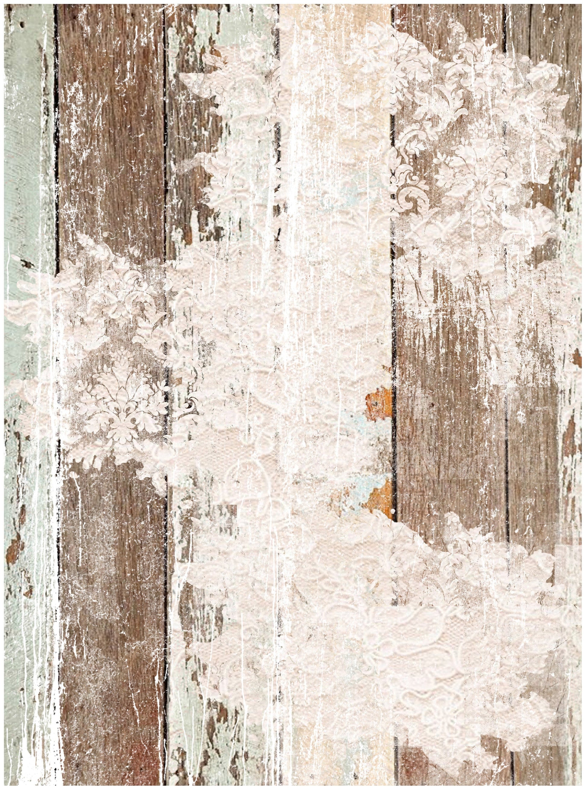 Large Rice Paper for Decoupage - Furniture Decoupage - Vintage Decoupage - Floral Decoupage Paper - Old Wooden Floor