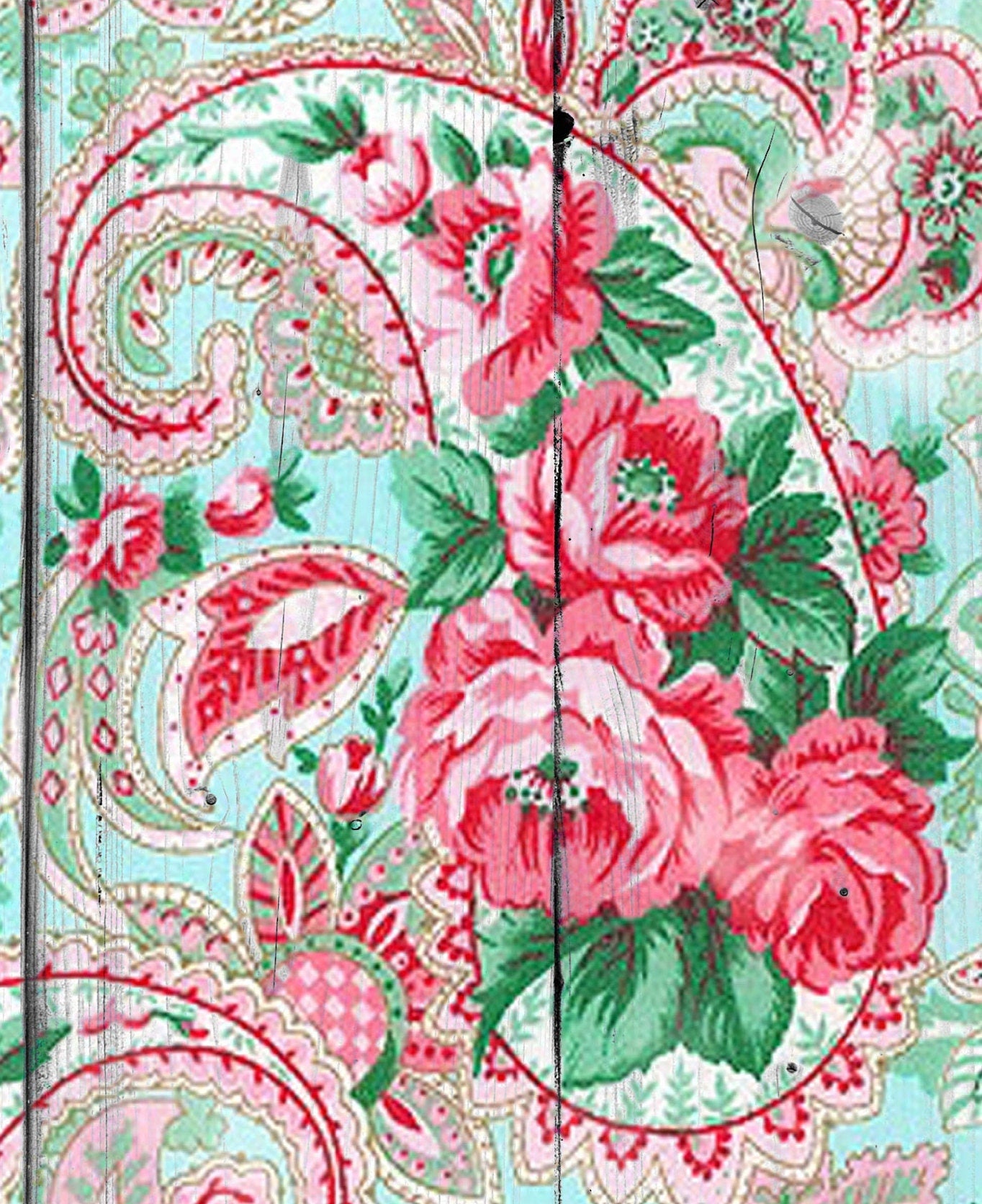 Large Rice Paper for Decoupage - Furniture Decoupage - Vintage Decoupage - Floral Decoupage Paper - Red Roses