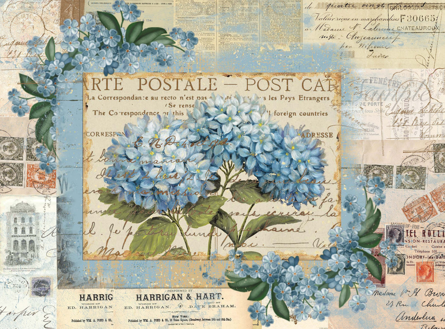 card postal decoupage paper