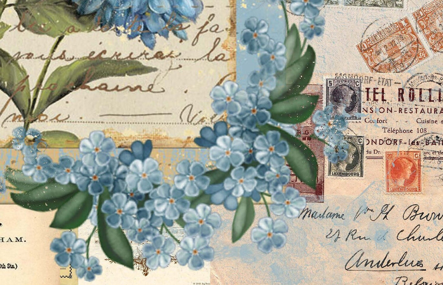 Floral Hydrangea Rice Paper - Vintage Decoupage Furniture Craft