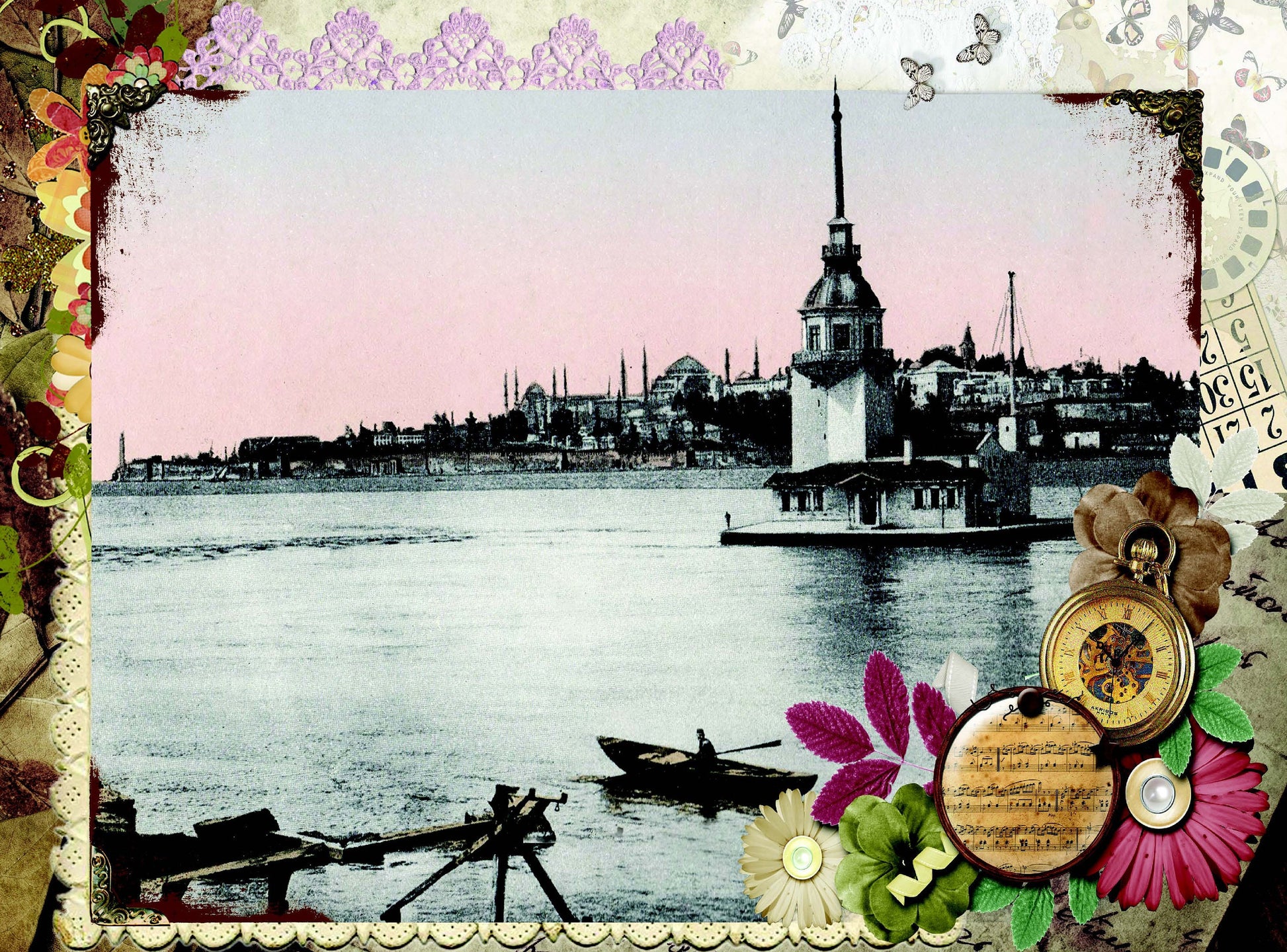 maiden's tower decoupage paper