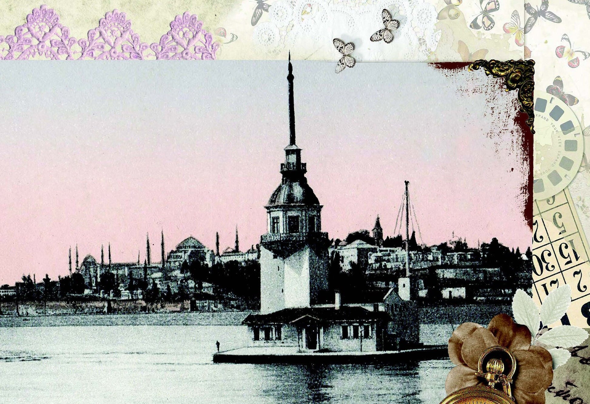Maiden's Tower - Large Rice Paper for Decoupage - Furniture Decoupage - Vintage Decoupage - Floral Decoupage Paper - Istanbul