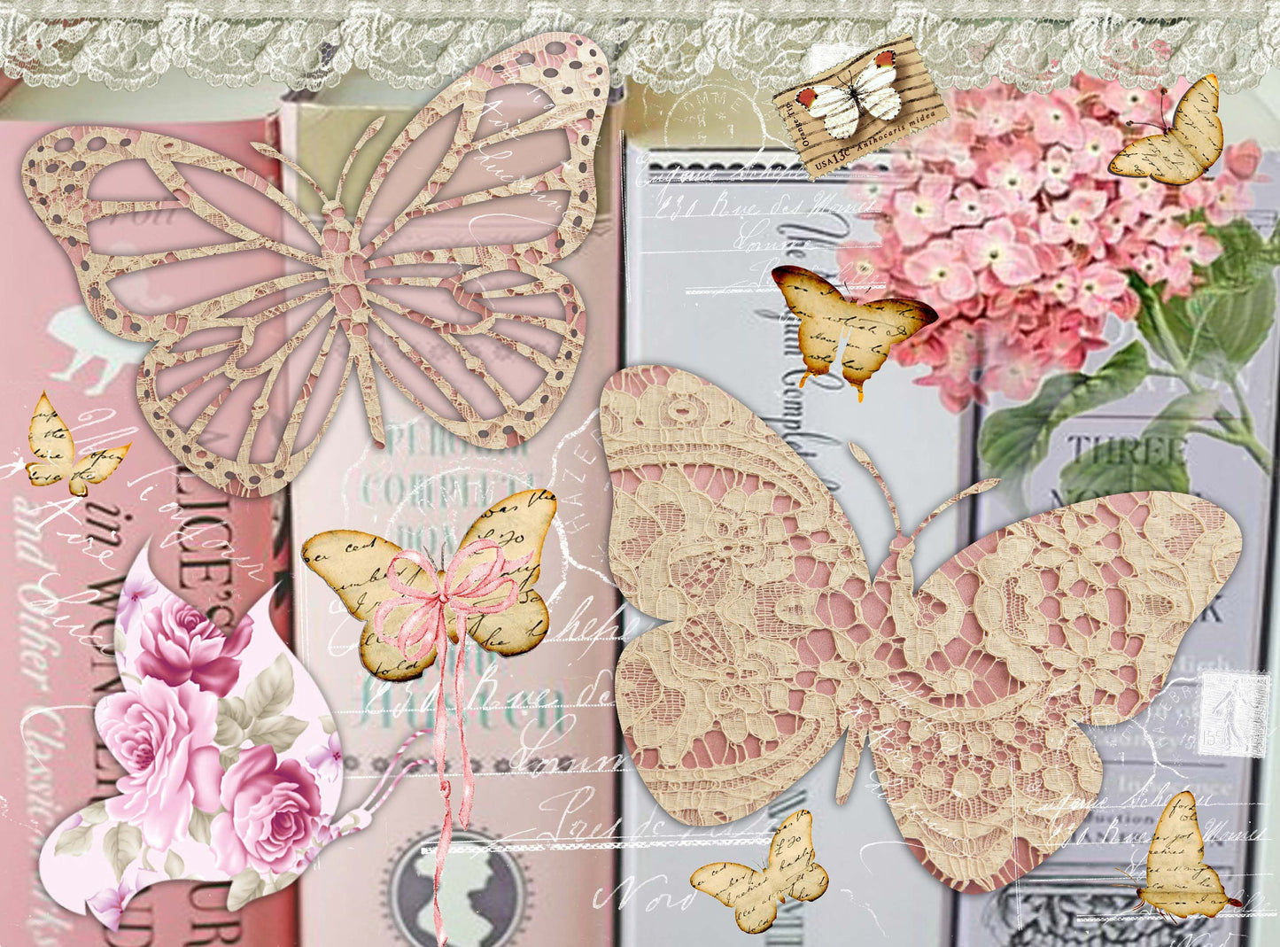 butterfly floral decoupage paper
