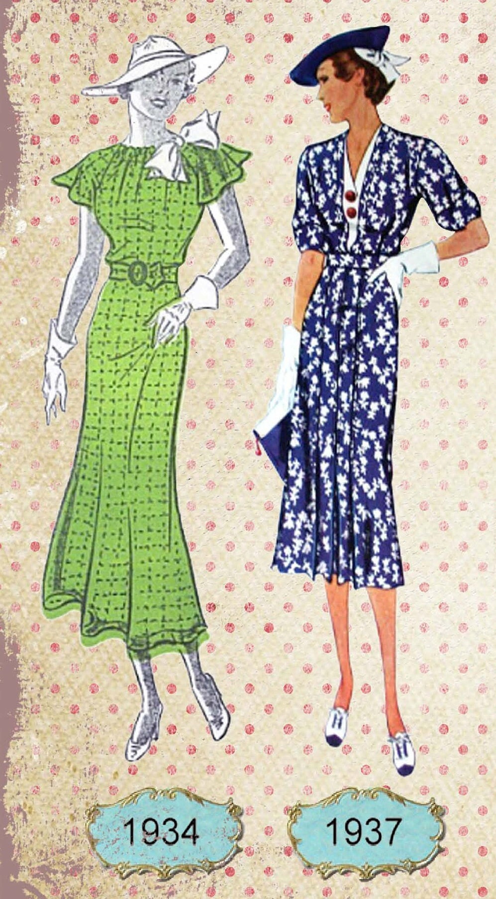 Large Rice Paper for Decoupage - Furniture Decoupage - Vintage Decoupage - Decoupage Paper - Women Clothes '30 '40