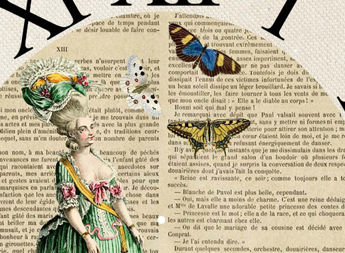 Large Rice Paper for Decoupage - Furniture Decoupage - Vintage Decoupage - Decoupage Paper - Green Dress Butterfly Clock