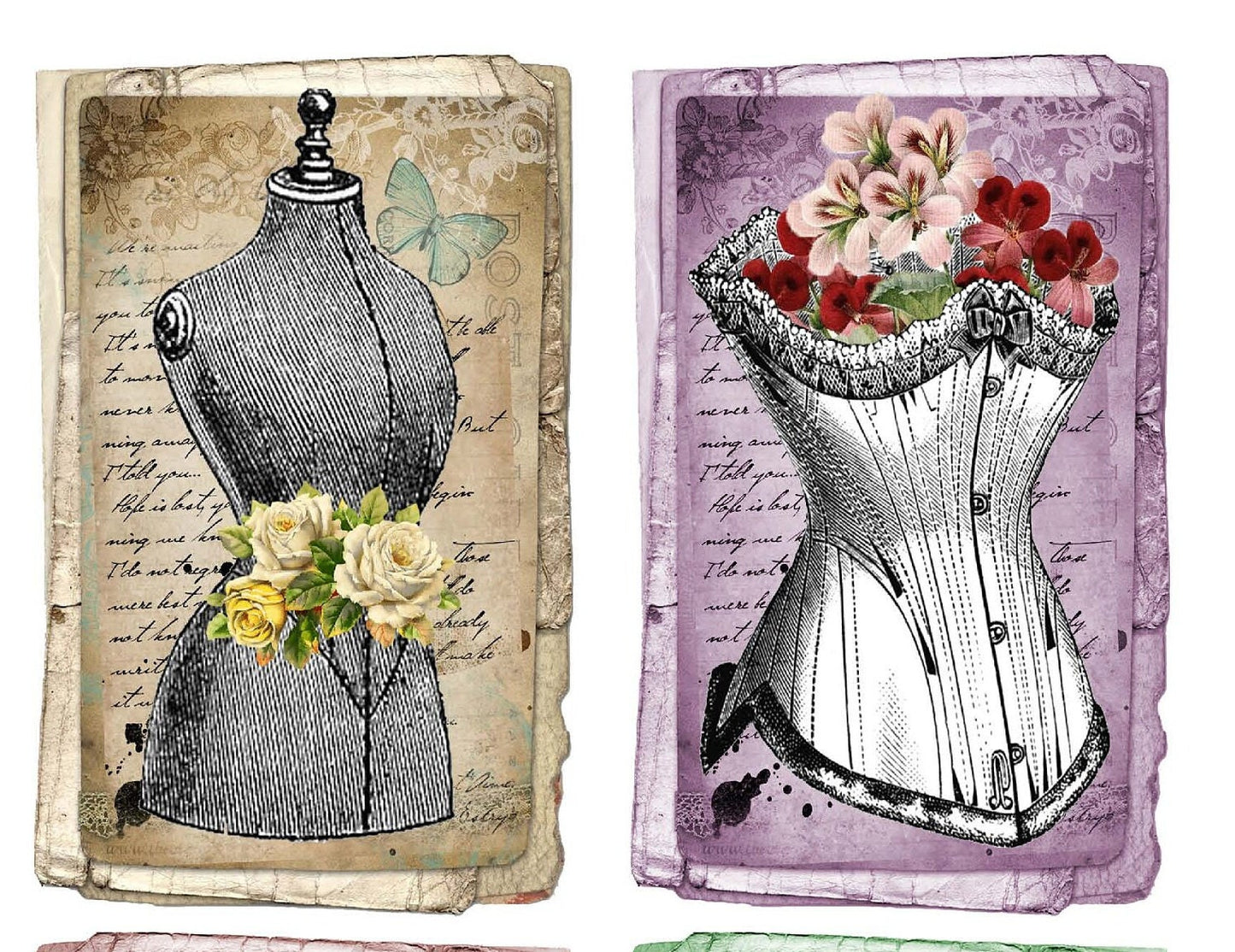 Large Rice Paper for Decoupage - Furniture Decoupage - Vintage Decoupage - Floral Decoupage Paper - Woman Clothes