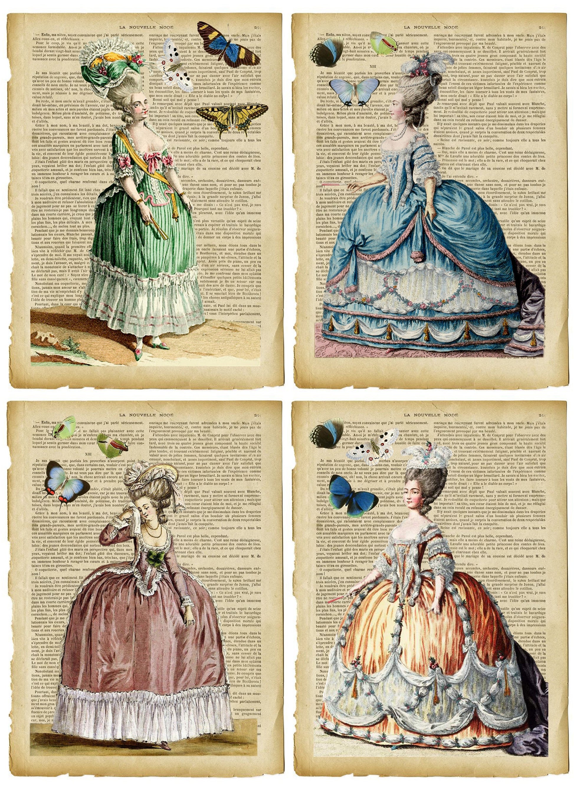 Large Rice Paper for Decoupage - Furniture Decoupage - Vintage Decoupage - Decoupage Paper - Victoian Women Butterfly