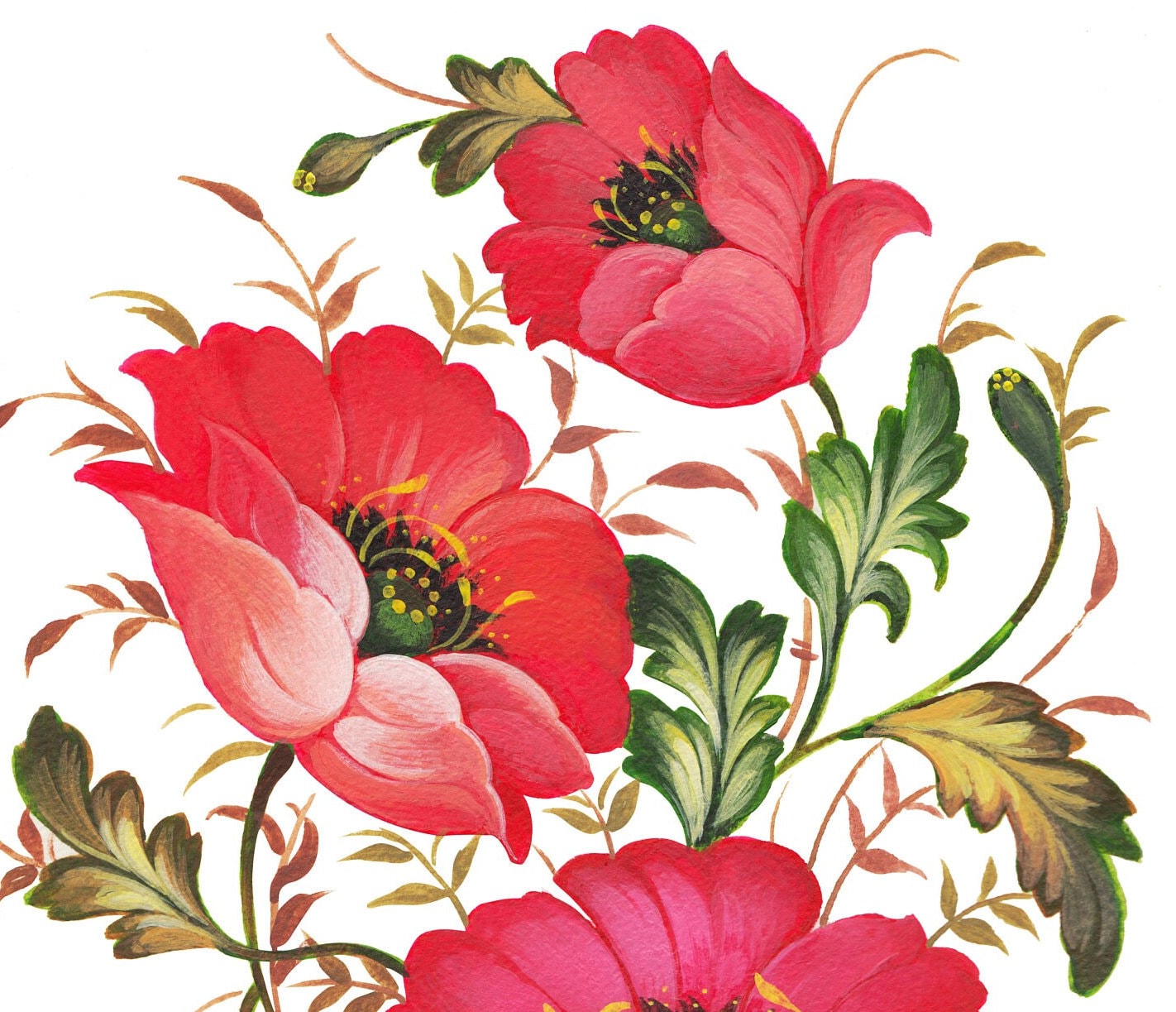 Floral Decoupage Rice Paper - Large Oil Paint Flowers