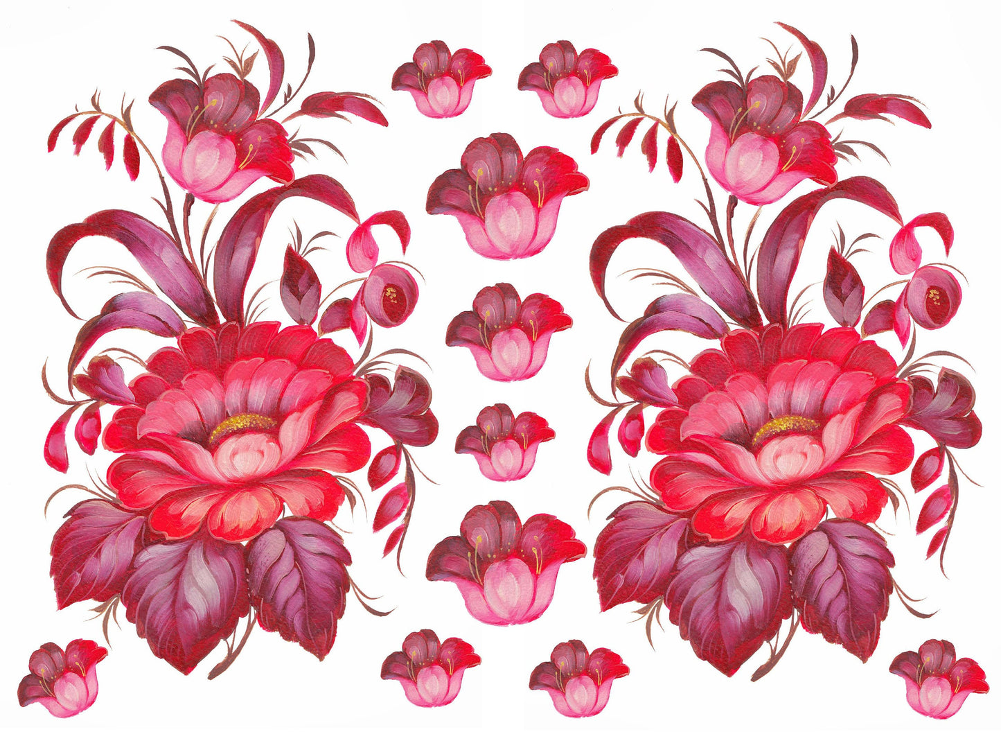 red flowers decoupage paper