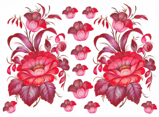 red flowers decoupage paper
