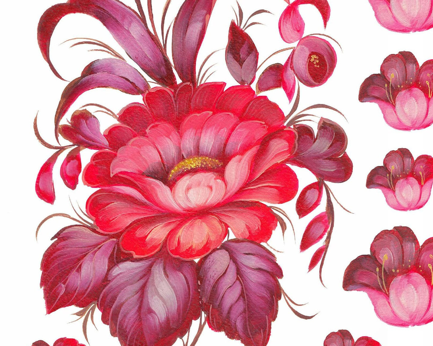 Oil Paint Red Flowers - Large Rice Paper for Decoupage - Furniture Decoupage - Vintage Decoupage - Floral Decoupage Paper