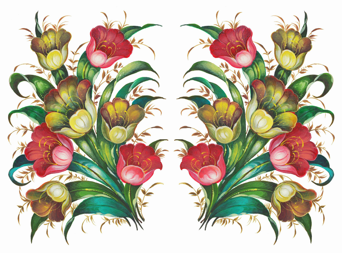 red flowers decoupage paper