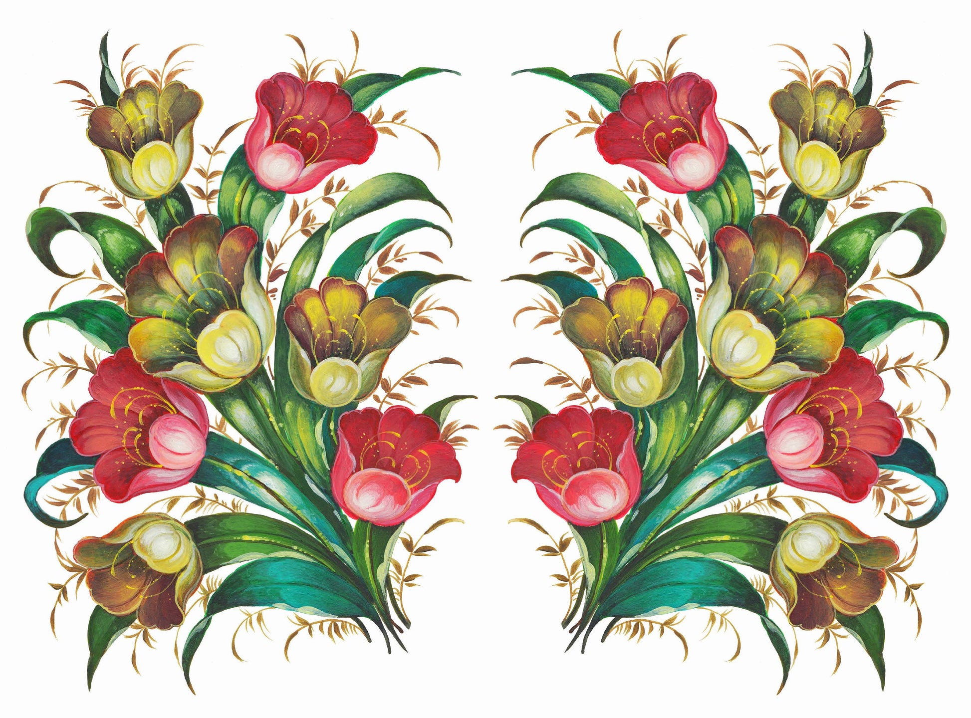 red flowers decoupage paper