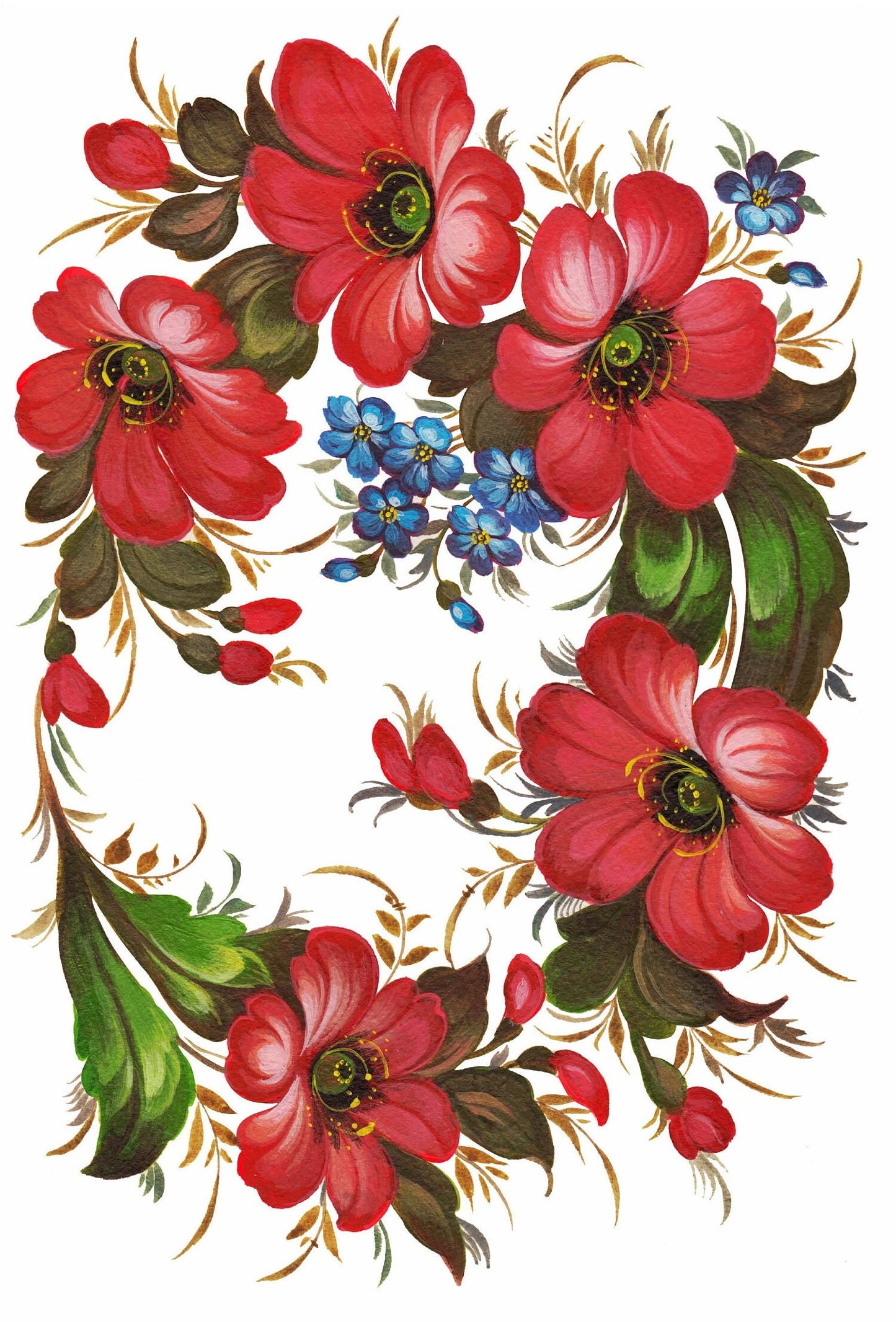 Floral Oil Paint Rice Paper - Furniture Decoupage, Scrapbooking