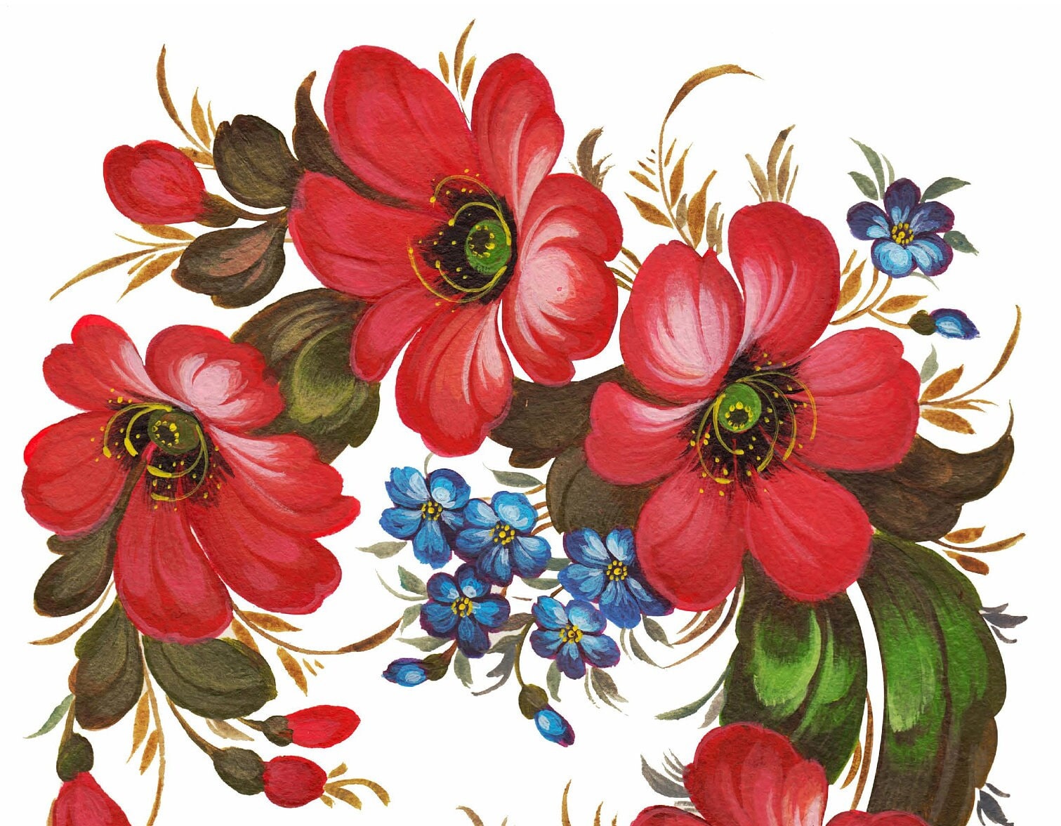 Floral Oil Paint Rice Paper - Furniture Decoupage, Scrapbooking