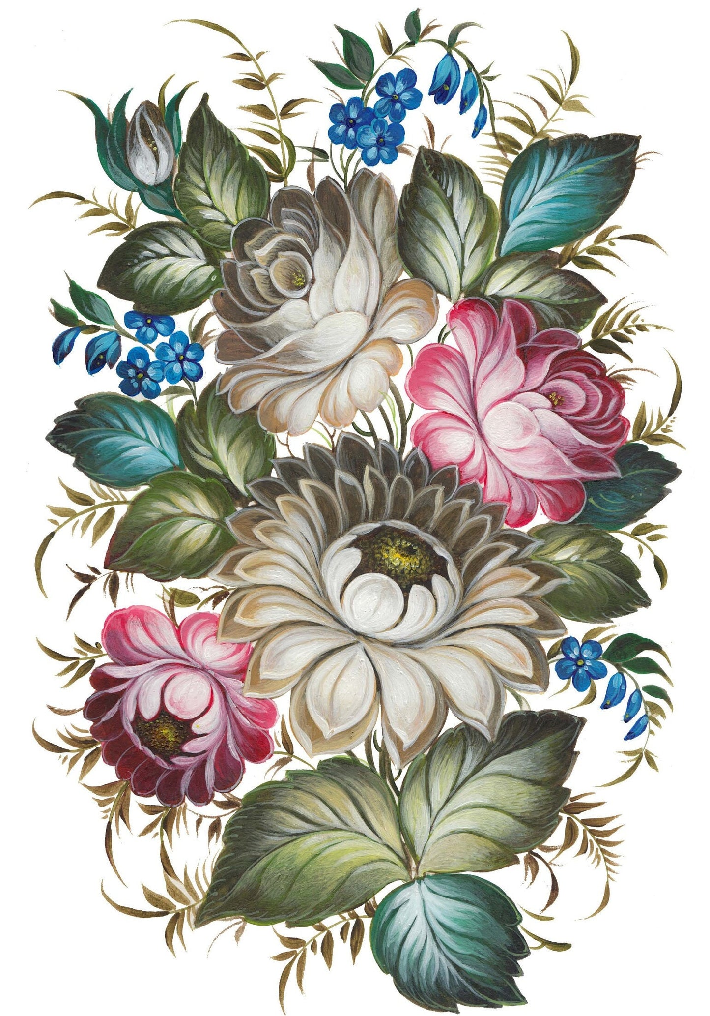 Oil Paint Flowers - Large Rice Paper for Decoupage - Furniture Decoupage - Vintage Decoupage - Floral Decoupage Paper