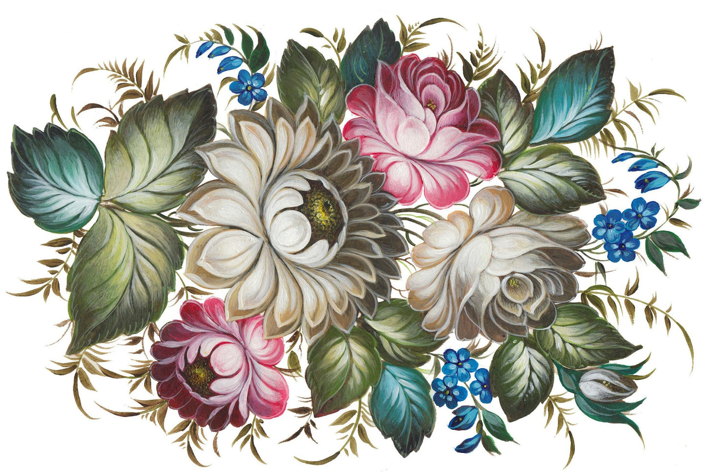 Oil Paint Flowers - Large Rice Paper for Decoupage - Furniture Decoupage - Vintage Decoupage - Floral Decoupage Paper