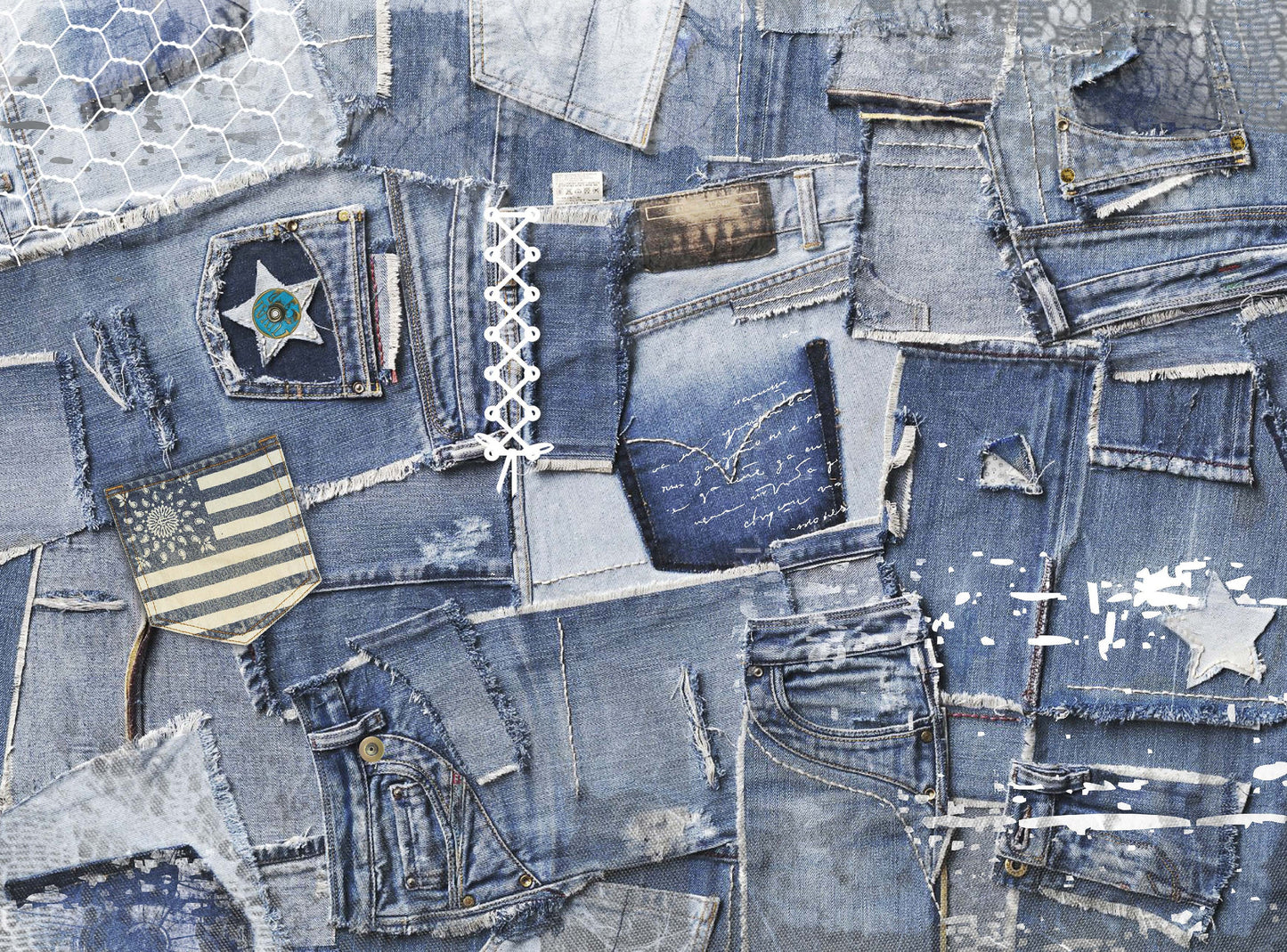 Denim - Large Rice Paper for Decoupage - Furniture Decoupage - Vintage Decoupage - Decoupage Paper