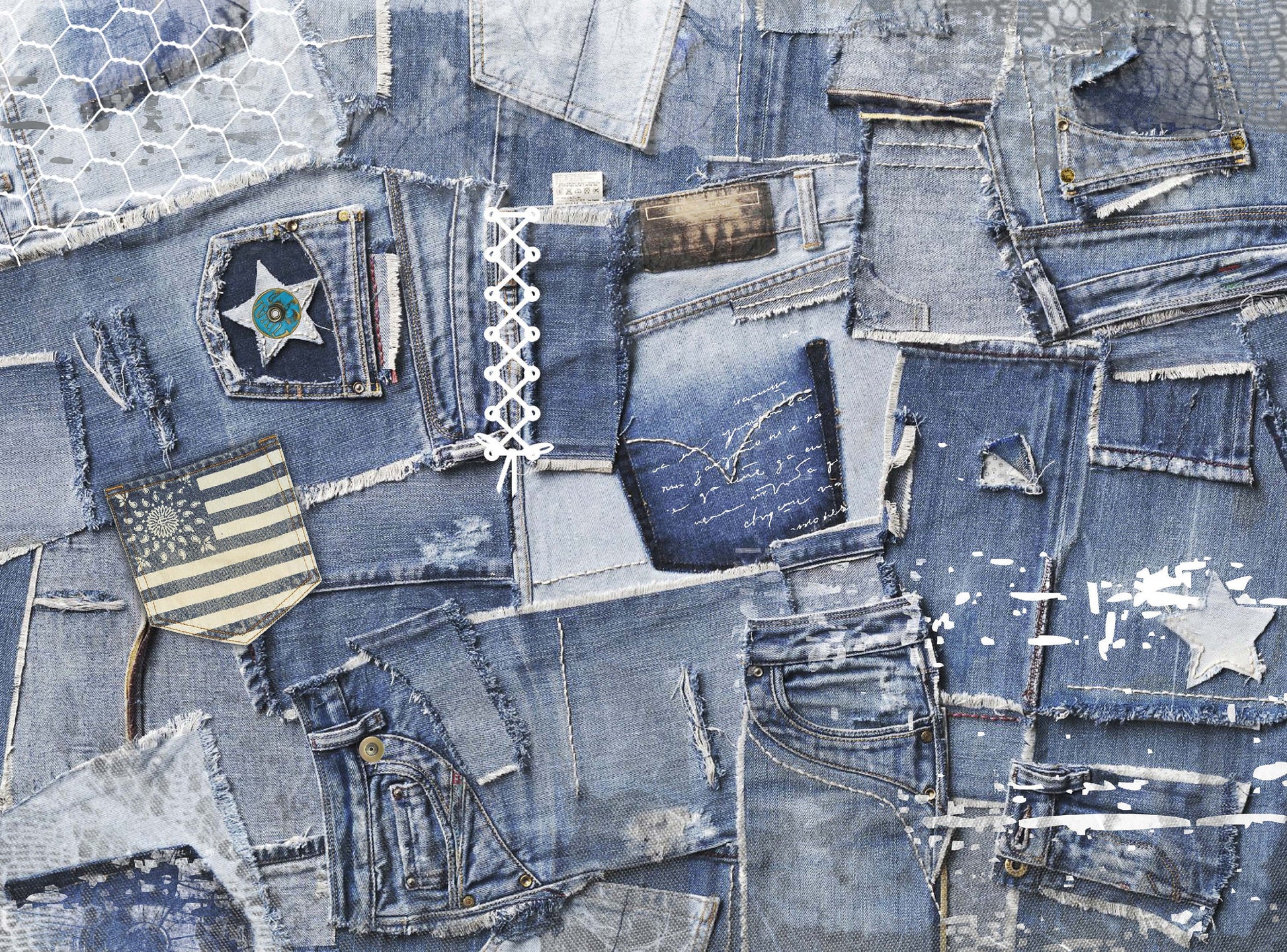 Denim - Large Rice Paper for Decoupage - Furniture Decoupage - Vintage Decoupage - Decoupage Paper