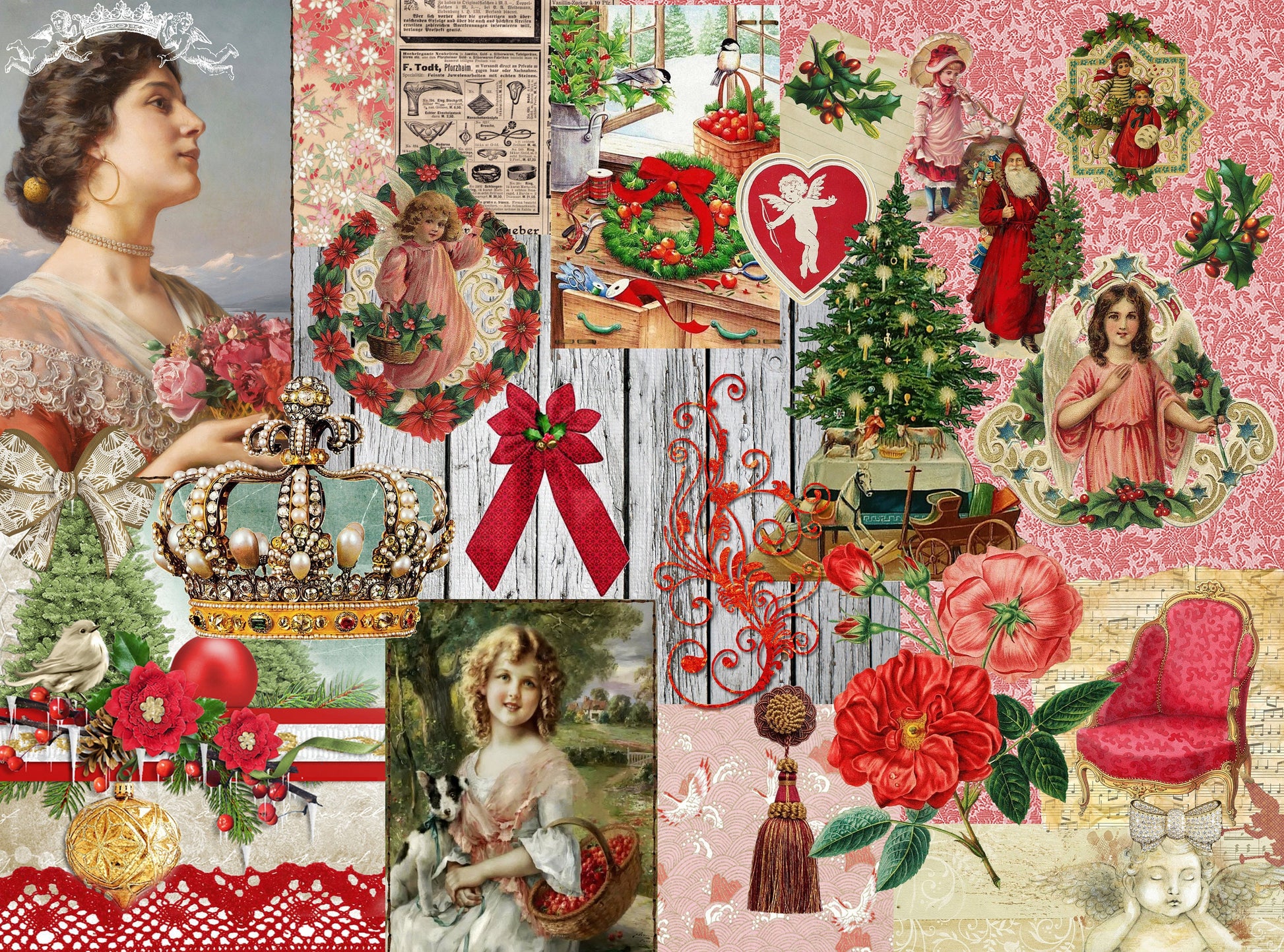 christmas collage decoupage paper