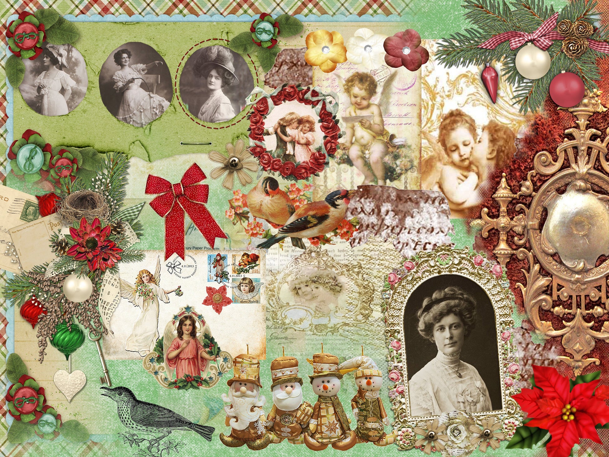 christmas collage decoupage paper