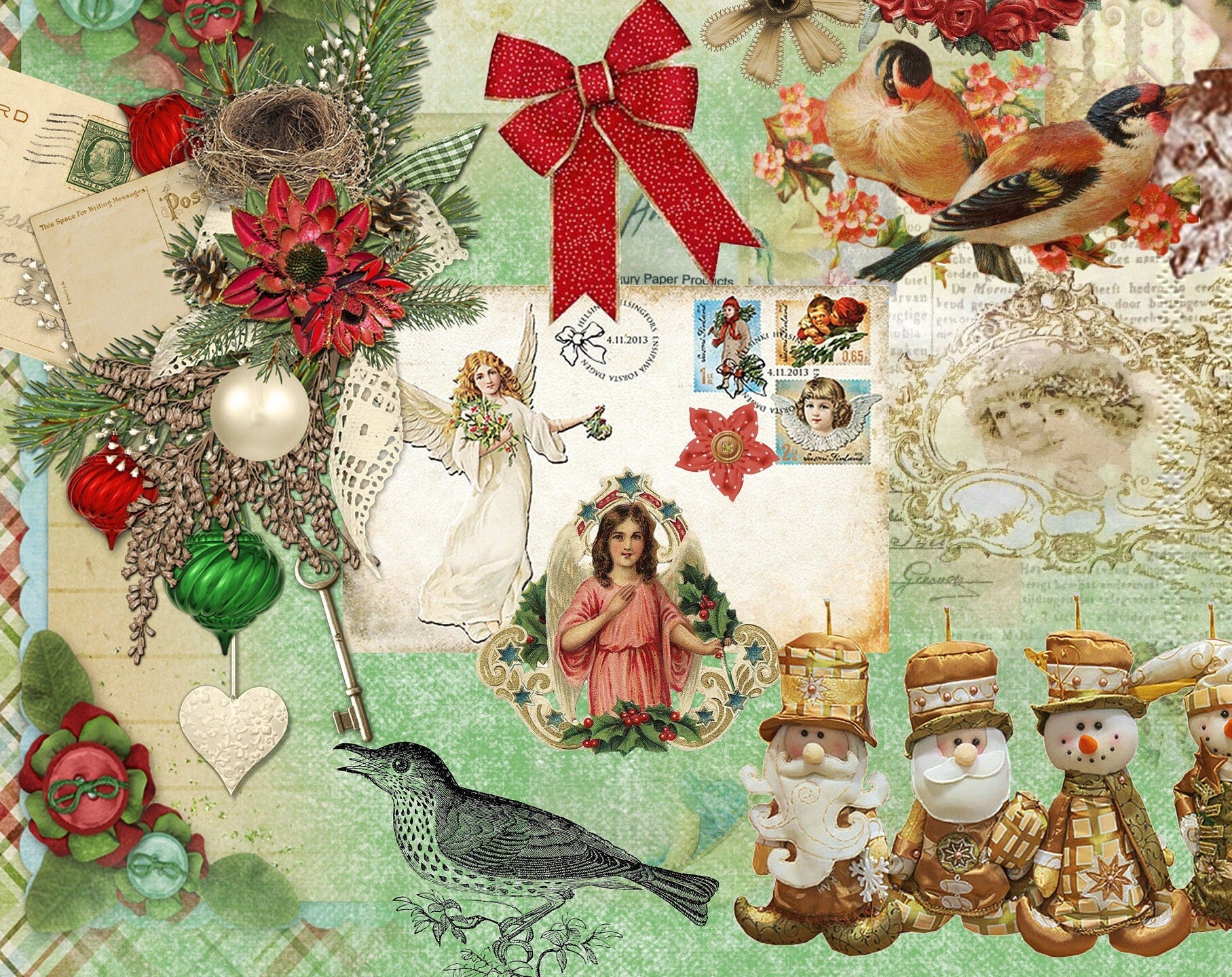 Christmas Large Rice Paper for Decoupage - Furniture Decoupage - Vintage Decoupage - Decoupage Paper