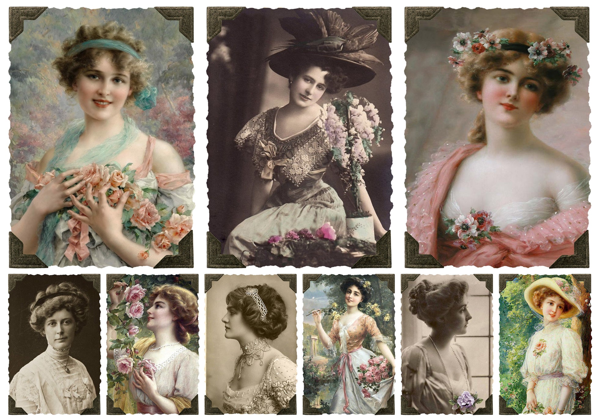 Women Portrait - Large Rice Paper for Decoupage - Furniture Decoupage - Vintage Decoupage - Decoupage Paper