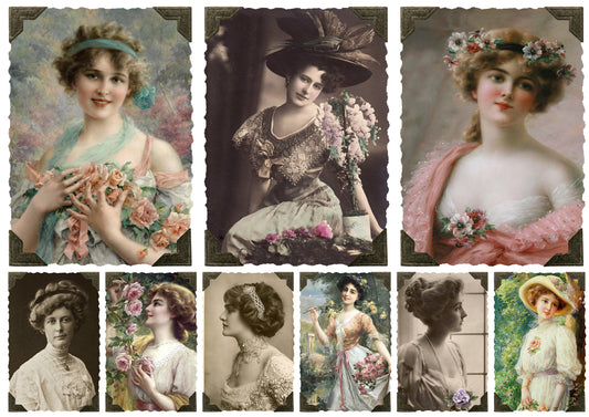 Women Portrait - Large Rice Paper for Decoupage - Furniture Decoupage - Vintage Decoupage - Decoupage Paper
