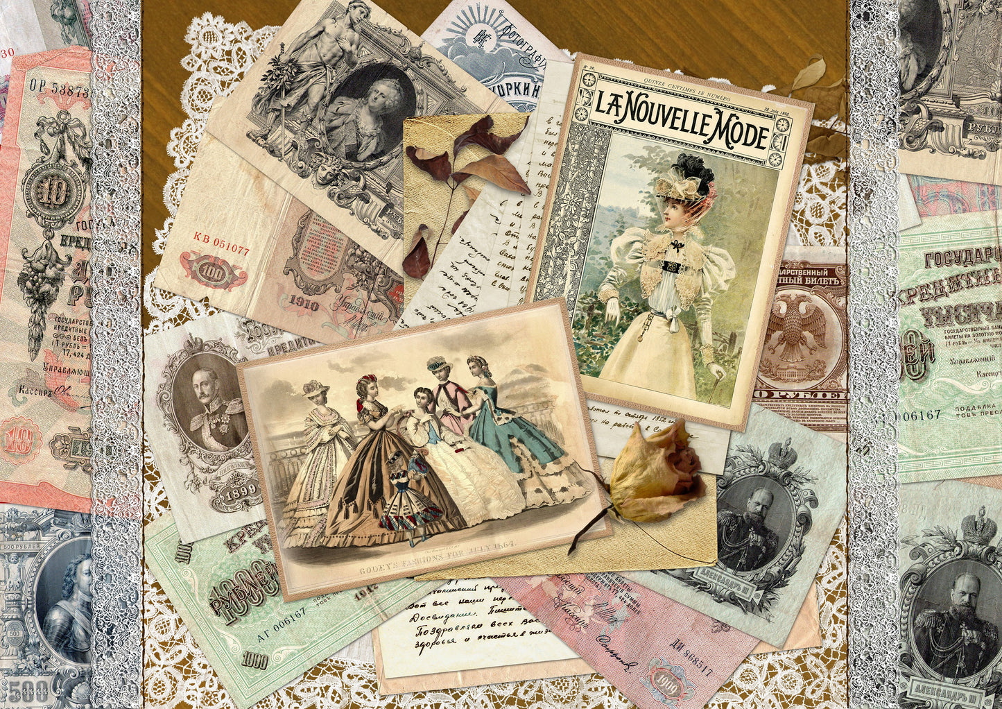 La Nouvelle Mode - Large Rice Paper for Decoupage - Furniture Decoupage - Vintage Decoupage - Decoupage Paper