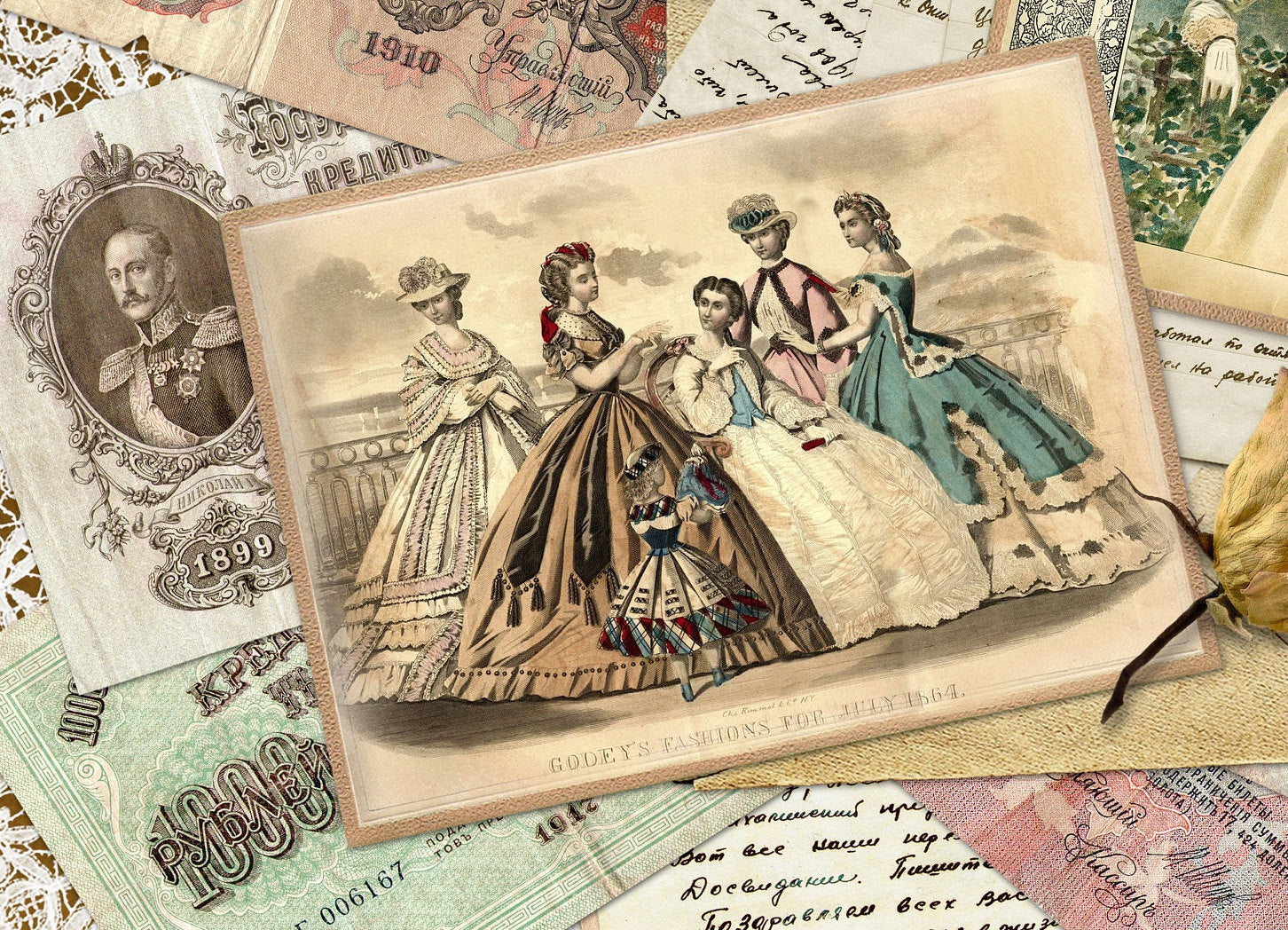 La Nouvelle Mode - Large Rice Paper for Decoupage - Furniture Decoupage - Vintage Decoupage - Decoupage Paper