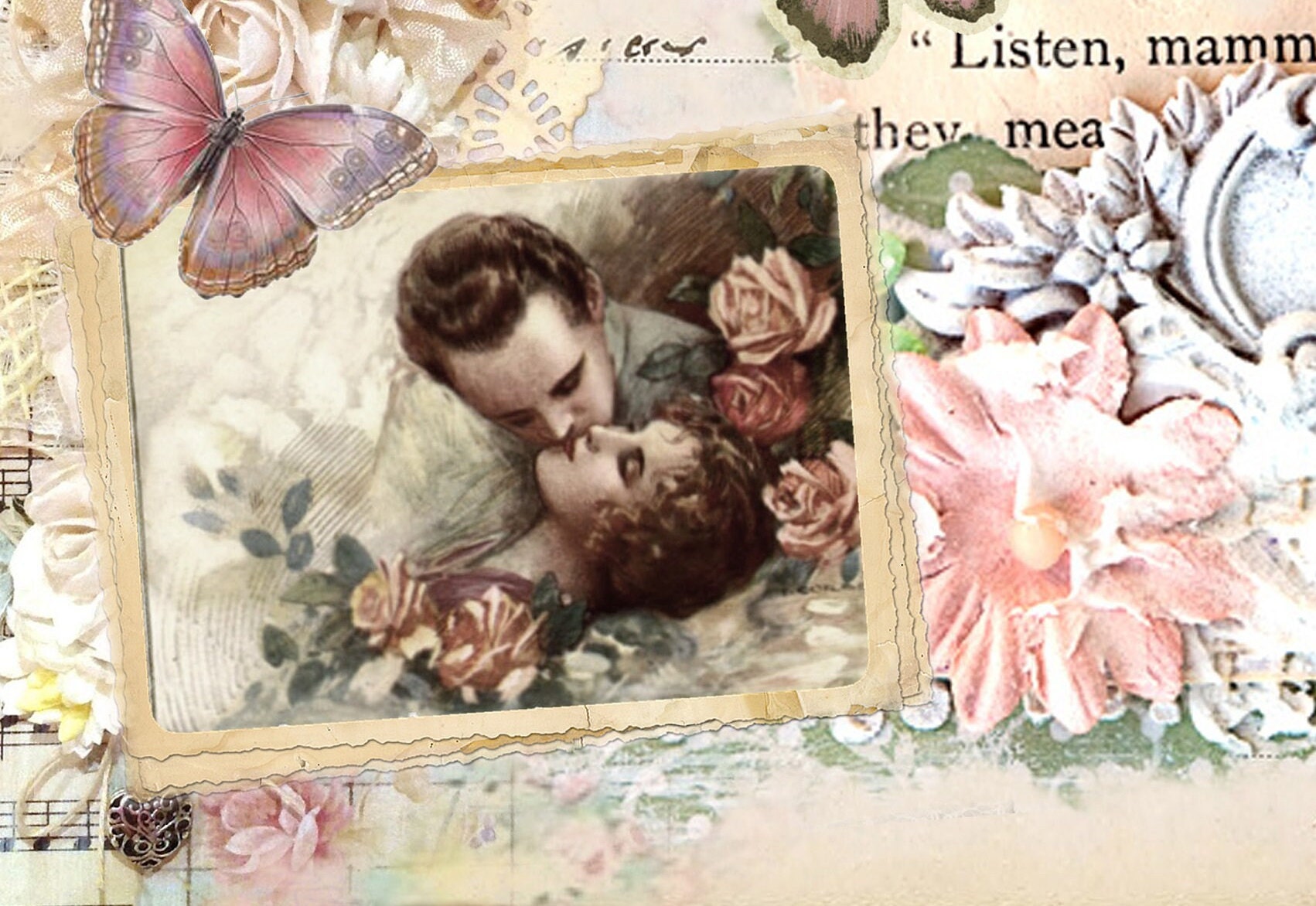 Romance - Large Rice Paper for Decoupage - Furniture Decoupage - Vintage Decoupage - Decoupage Paper
