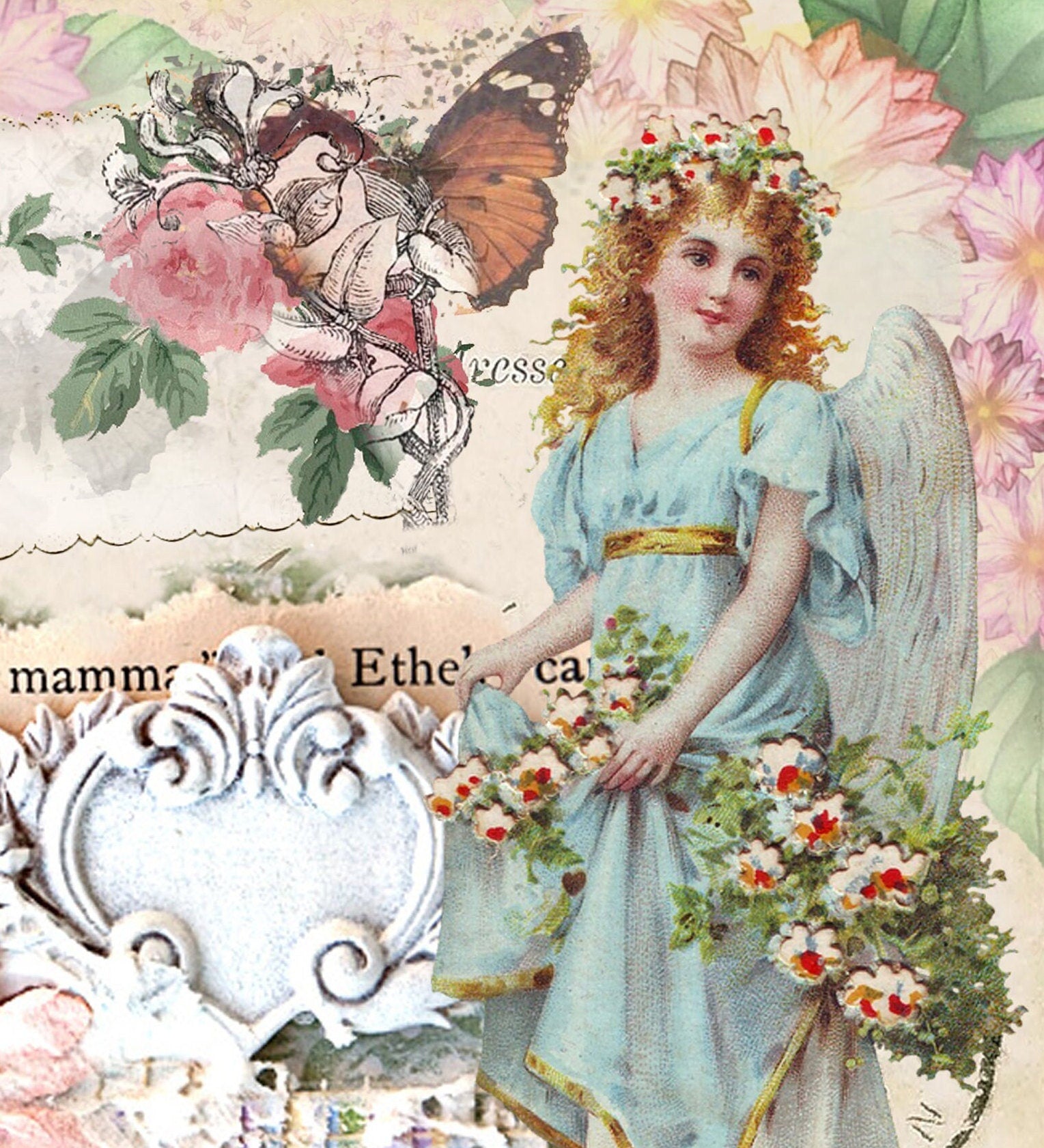 Romance - Large Rice Paper for Decoupage - Furniture Decoupage - Vintage Decoupage - Decoupage Paper