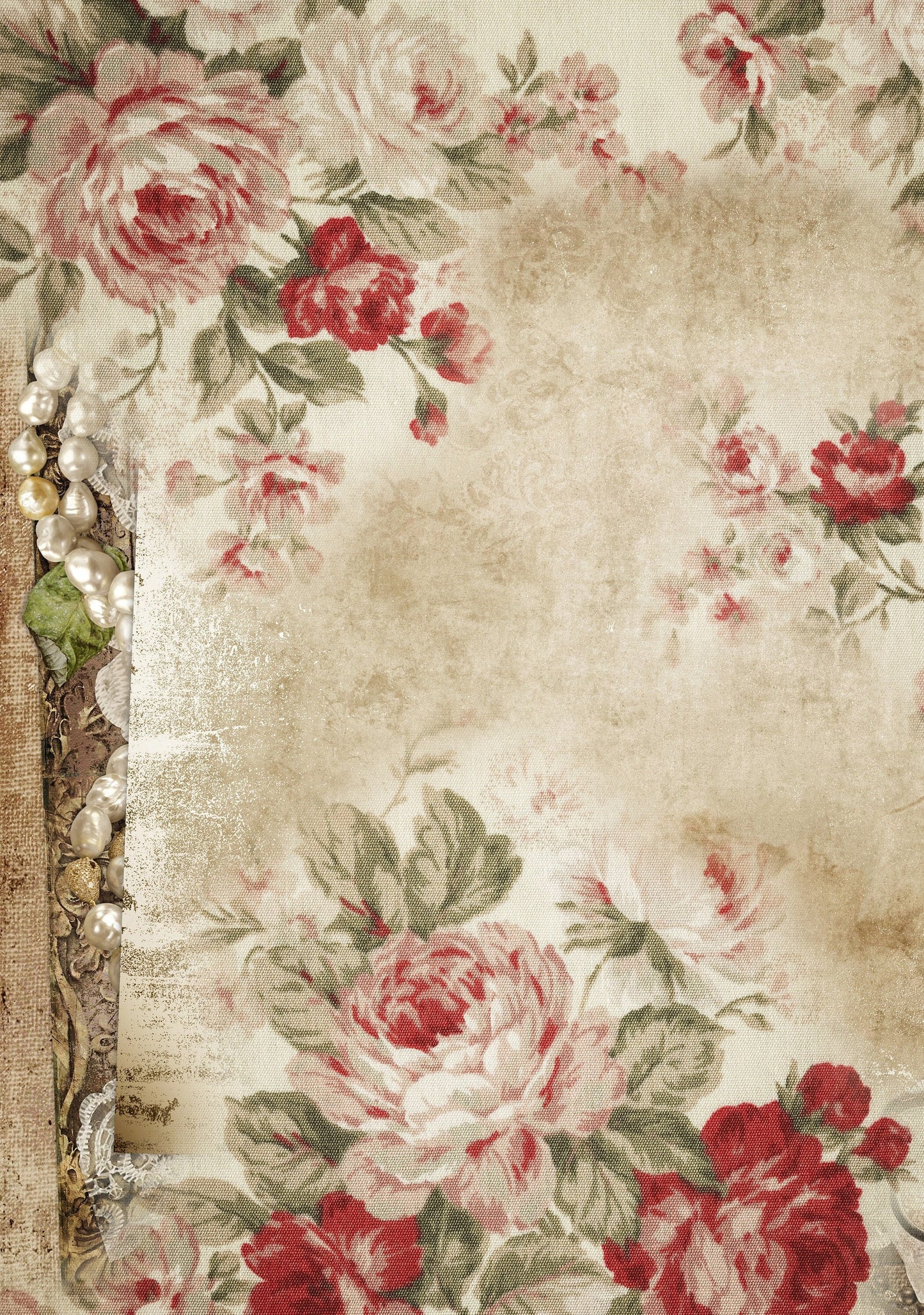 Roses Pearl Rice Paper – Large Vintage Decoupage Paper
