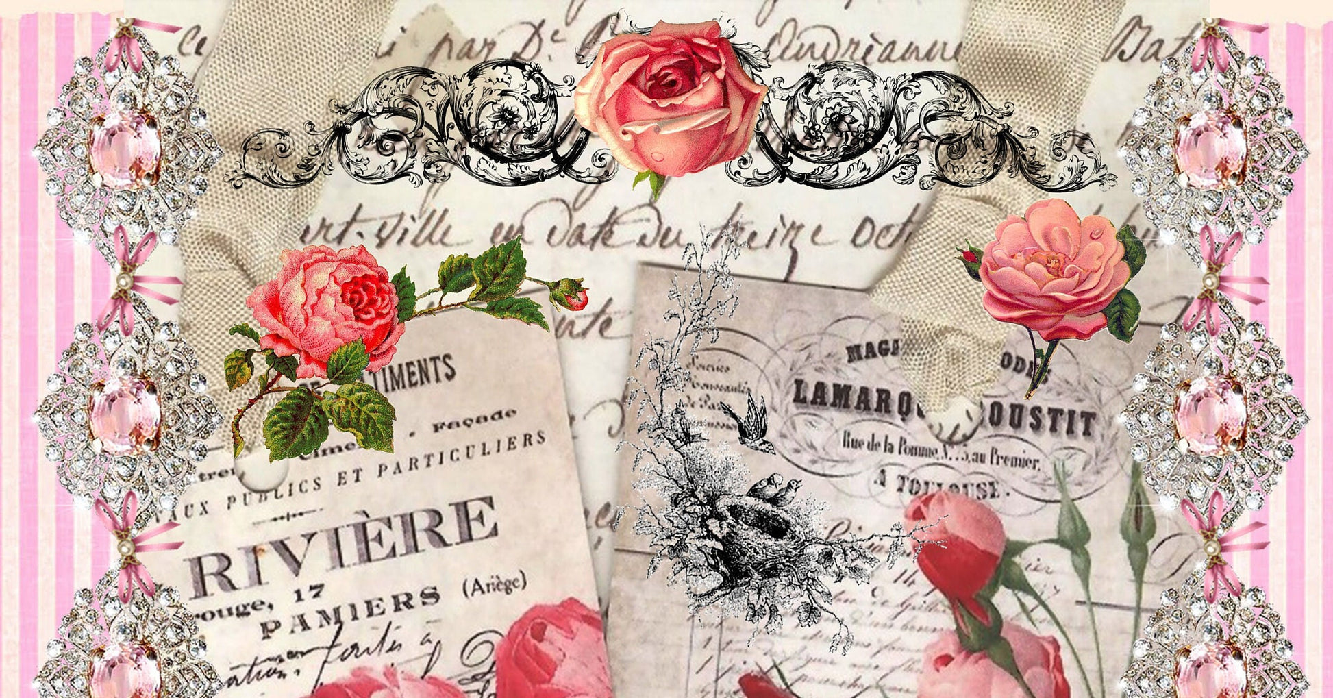 Roses - Large Rice Paper for Decoupage - Furniture Decoupage - Vintage Decoupage - Floral Decoupage Paper