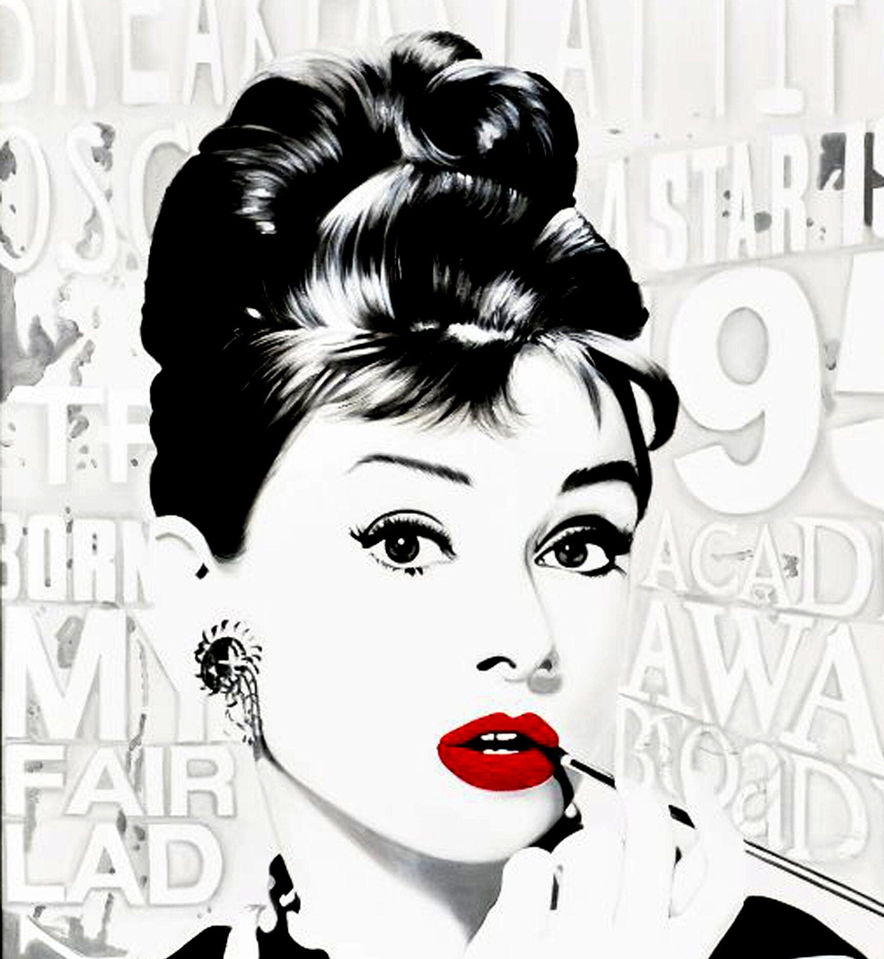Audrey - Decorative Decoupage Paper - Decoupage for Furniture - Large Size Rice Paper - Red Lips