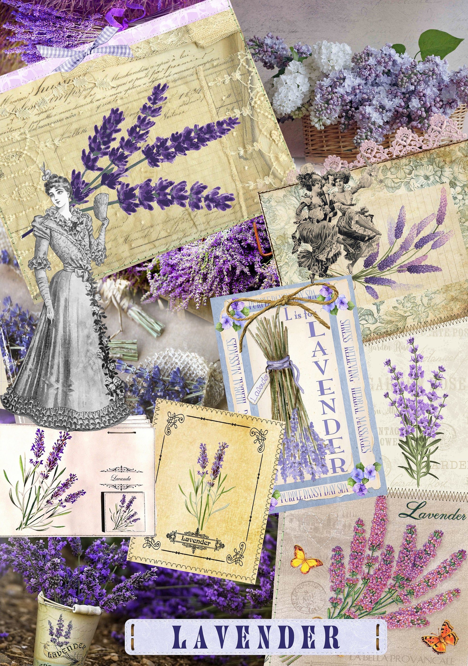 levander decoupage paper
