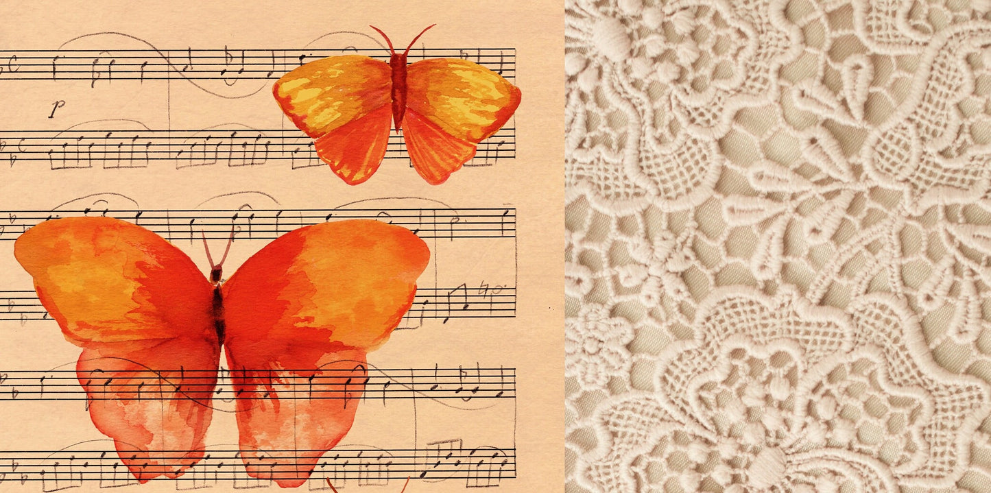 Large Decoupage for Furniture - Vintage Decoupage - Floral Decoupage Paper - Rice Paper - Orange Butterflies