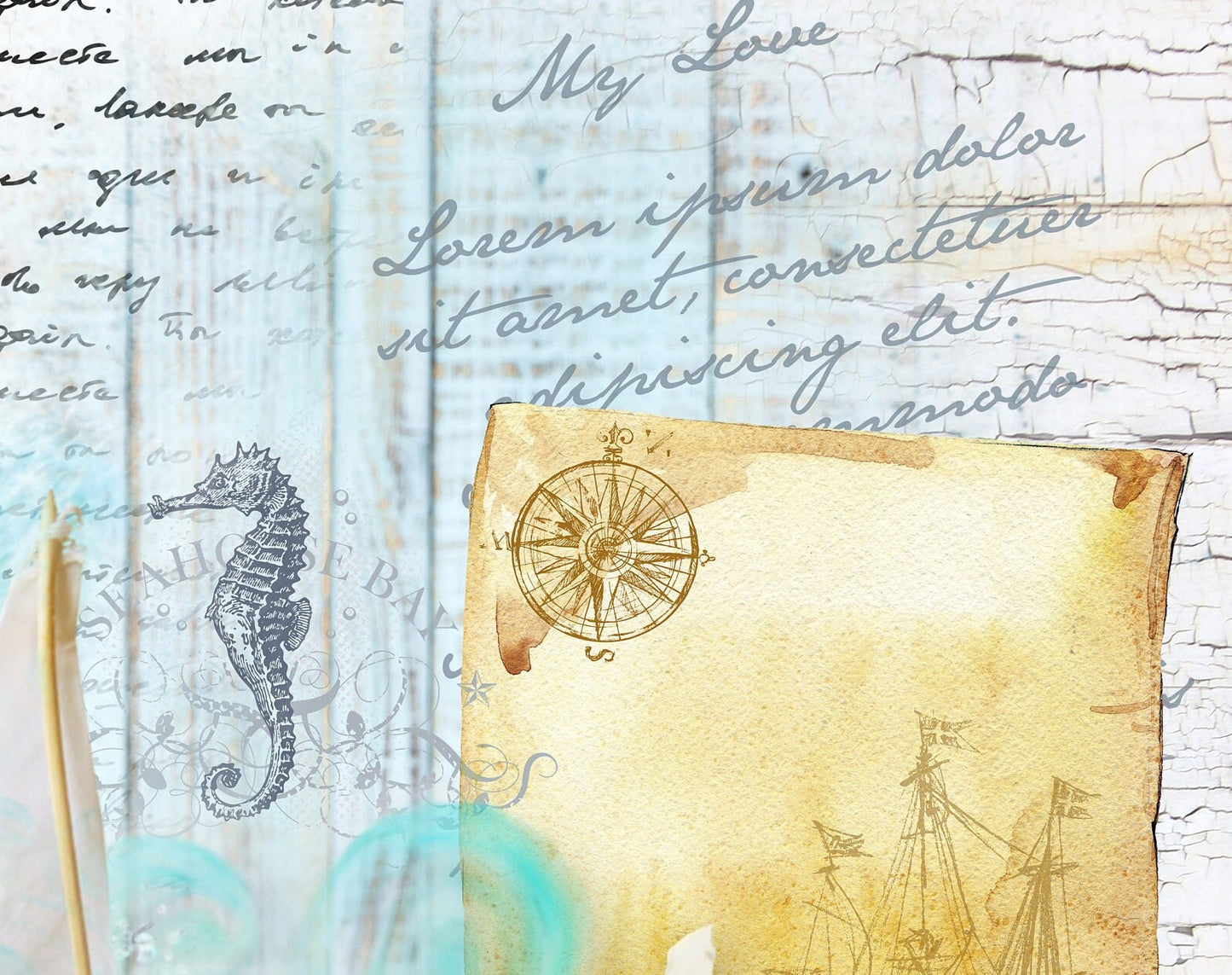 Large Decoupage for Furniture - Vintage Decoupage - Floral Decoupage Paper - Rice Paper - Blue Ocean Lighthouse