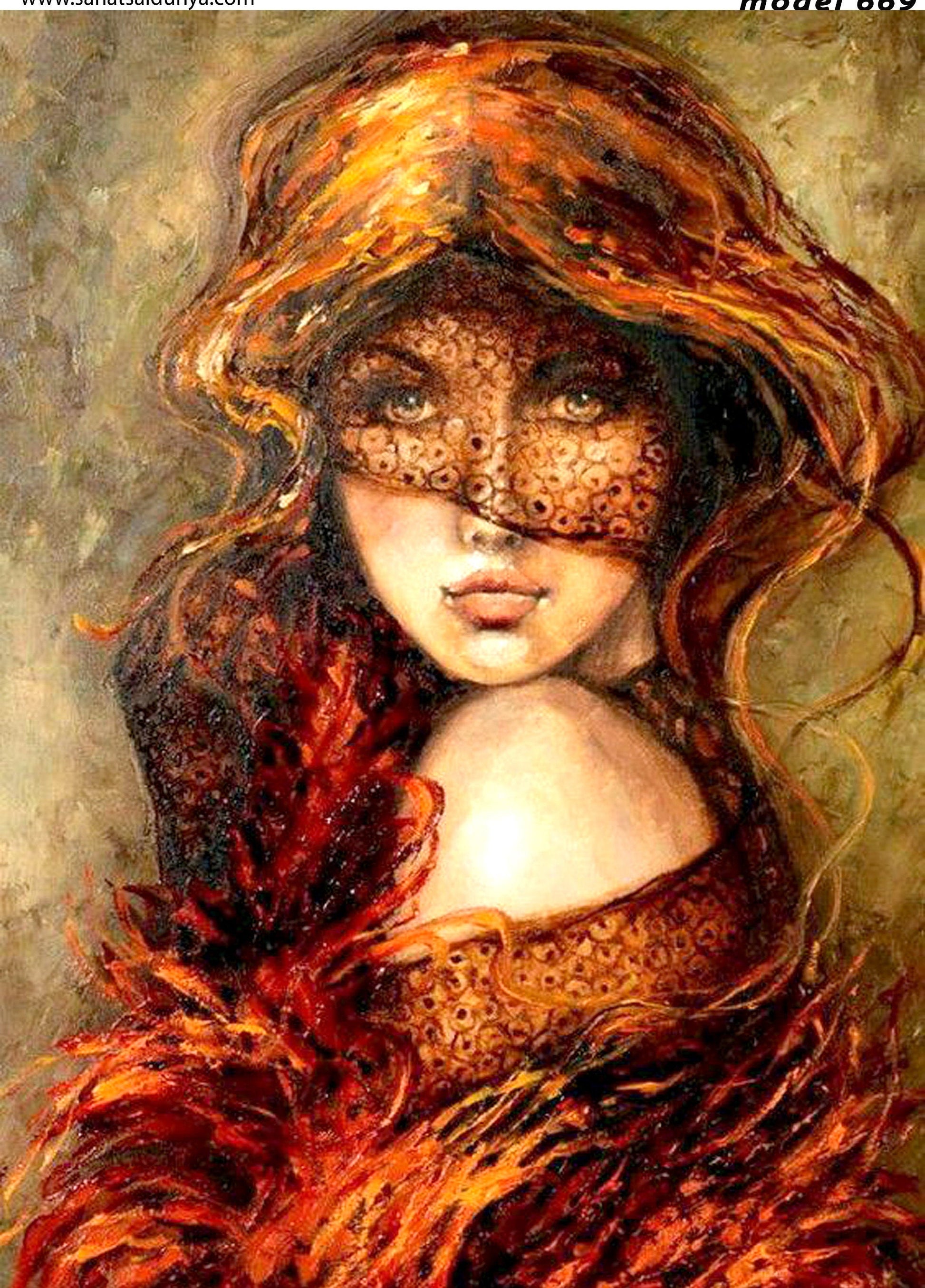Large Decoupage Rice Paper - Woman with Red Hair
