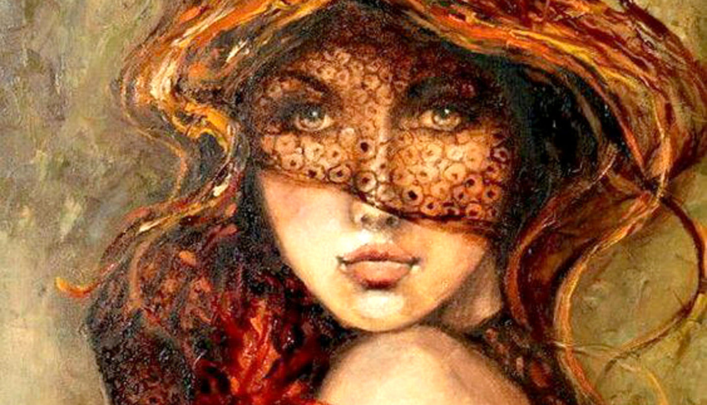 Large Decoupage Rice Paper - Woman with Red Hair