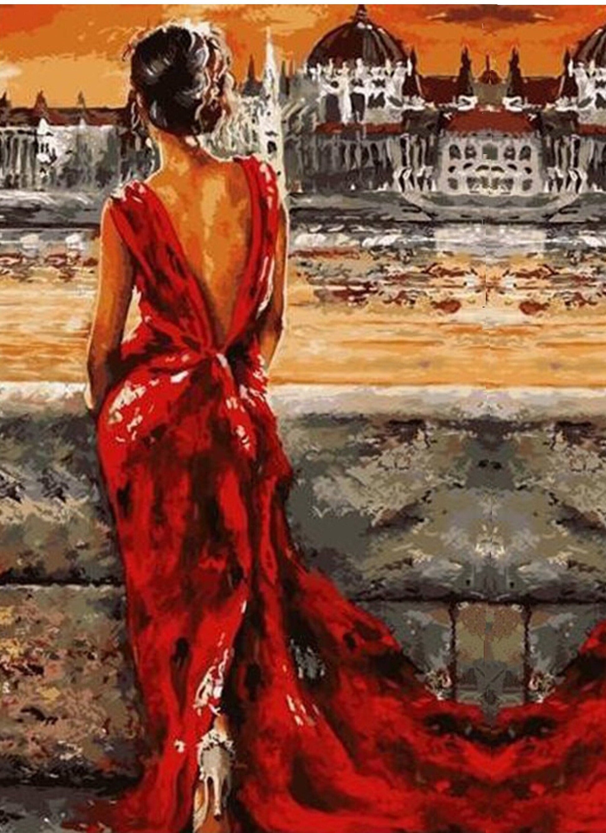 Decoupage Paper - Decoupage for Furniture - Large Size Rice Paper - woman in red dress