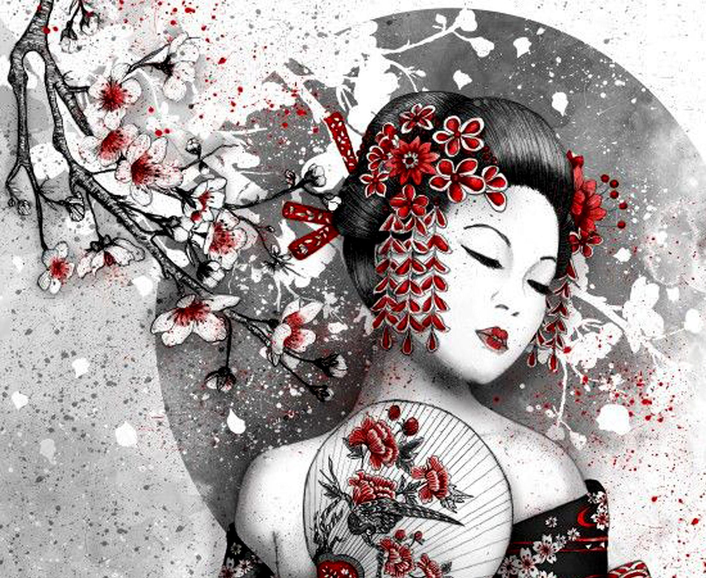 Decoupage Paper - Decoupage for Furniture - Large Size Rice Paper - Black White Geisha
