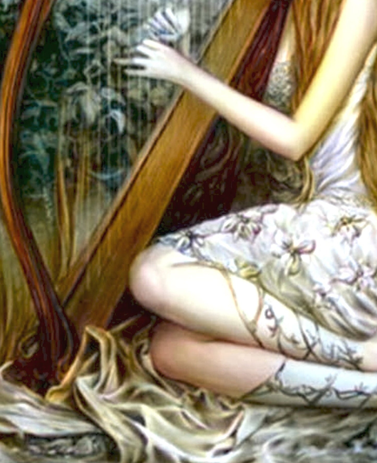 Decoupage Paper - Decoupage for Furniture - Large Size Rice Paper - Beautiful Woman Playing the Harp