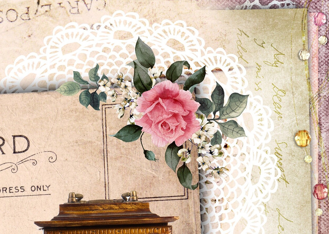Large Decoupage for Furniture - Vintage Decoupage - Floral Decoupage Paper - Rice Paper - Antique Clocks