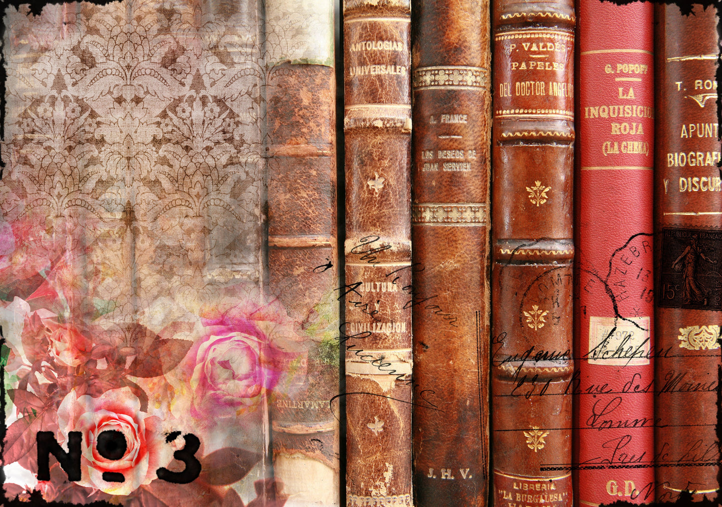 old books decoupage paper
