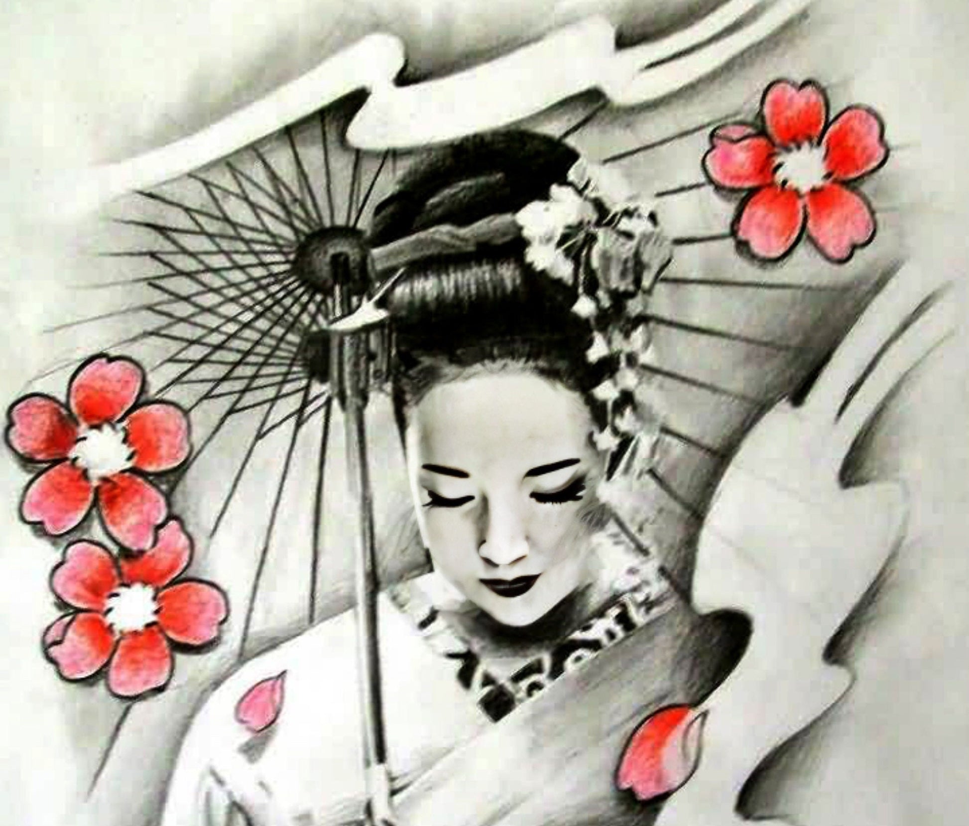 Decoupage Paper - Decoupage for Furniture - Large Size Rice Paper - Black White Geisha