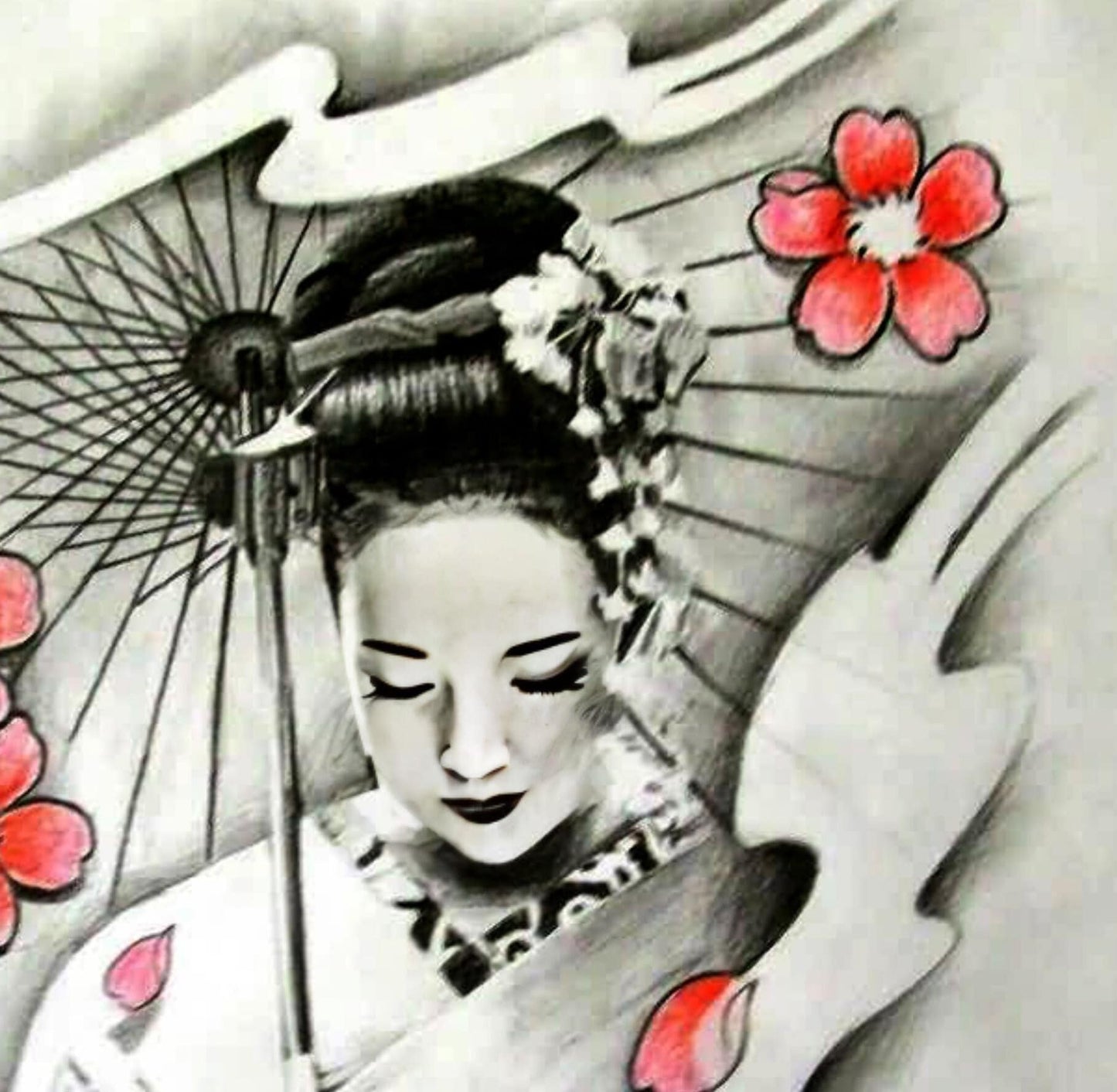Decoupage Paper - Decoupage for Furniture - Large Size Rice Paper - Black White Geisha