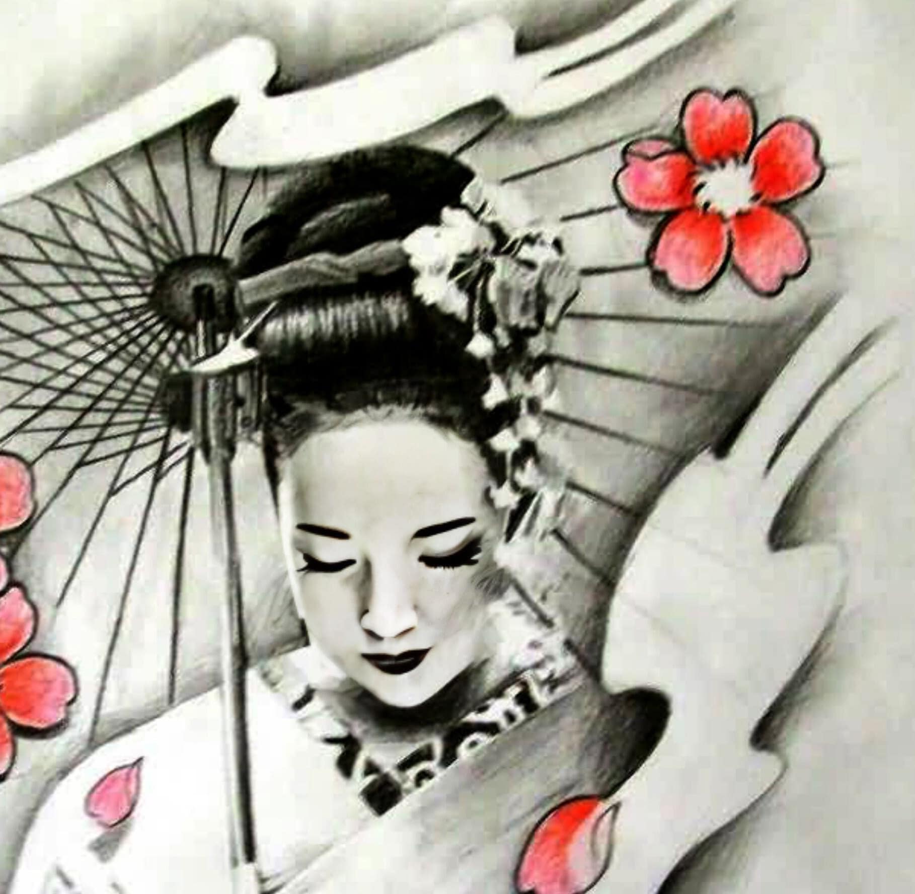 Decoupage Paper - Decoupage for Furniture - Large Size Rice Paper - Black White Geisha
