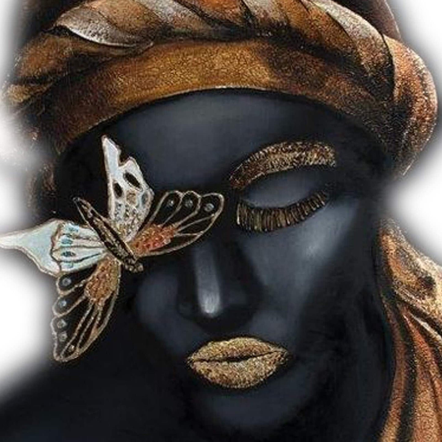 Decoupage Paper - Decoupage for Furniture - Large Size Rice Paper - Beautiful Woman Golden Lips Butterfly